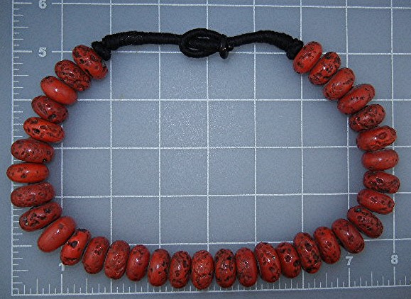 Coral Black Cord Necklace 19 1/2 Inches