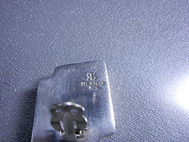 Taxco Mexico Sterling Silver Ribbon Clip Earrings