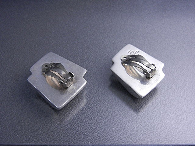 Taxco Mexico Sterling Silver Ribbon Clip Earrings