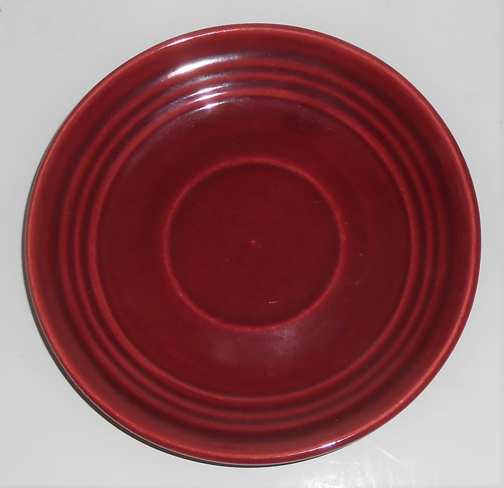 Bauer Pottery Ring Ware 3rd Period Burgundy Saucer