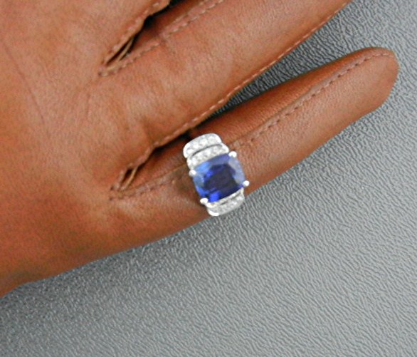Ring Kashmir Blue Sapphire White Sapphire Sterling Silv