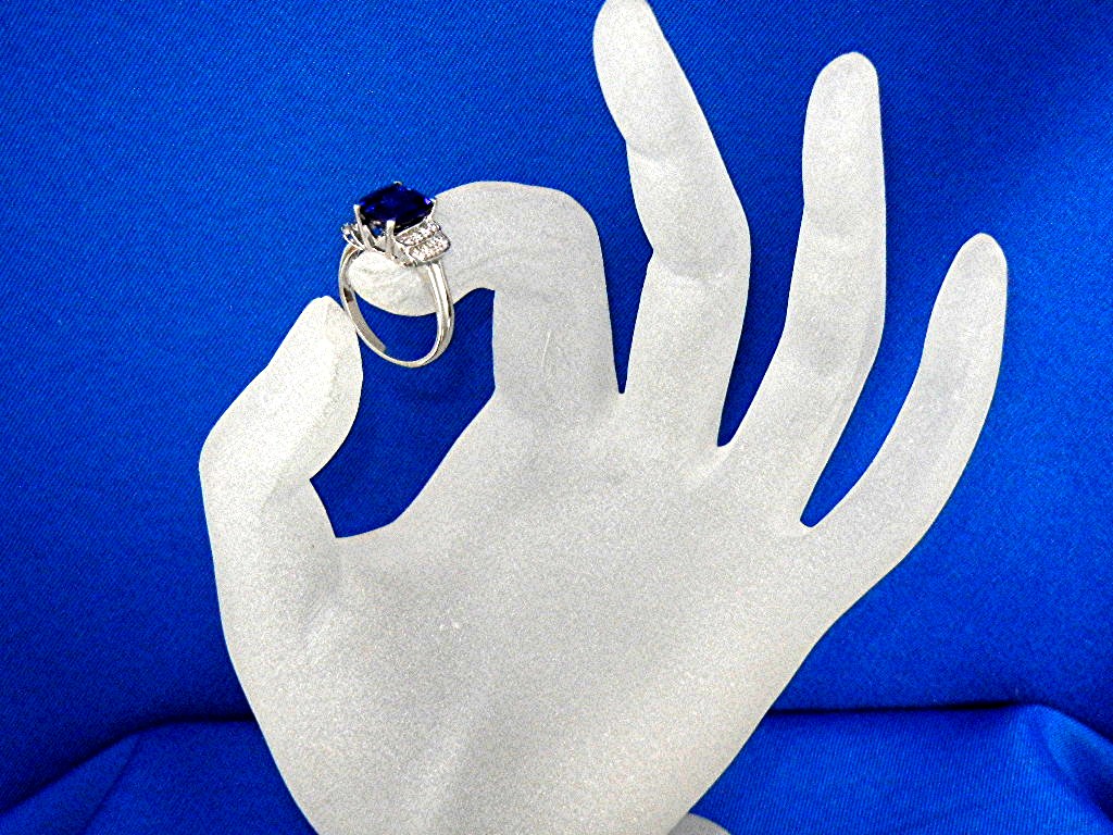Ring Kashmir Blue Sapphire White Sapphire Sterling Silv