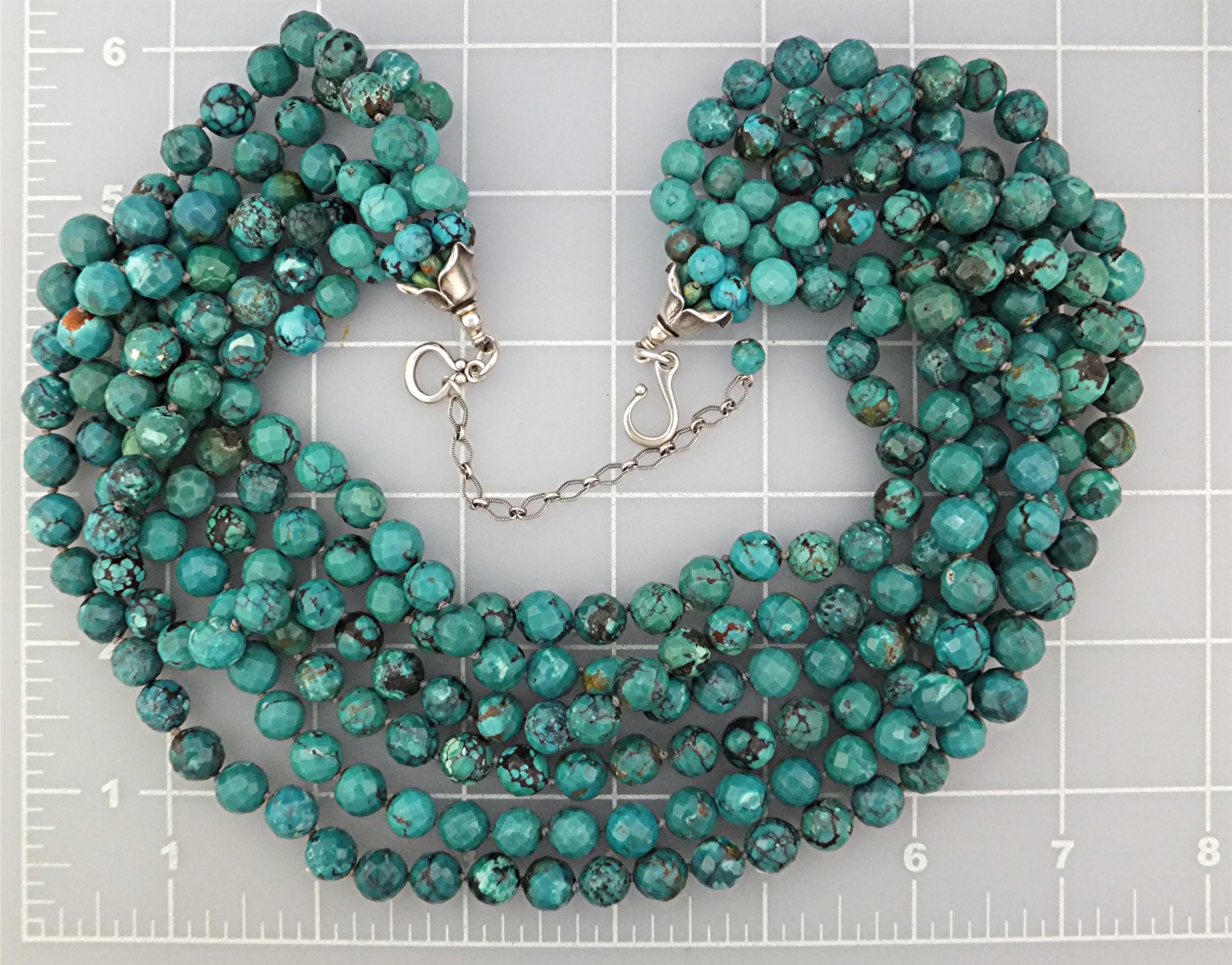 Silver Creations Faceted Turquoise Sterling Silver 6 St