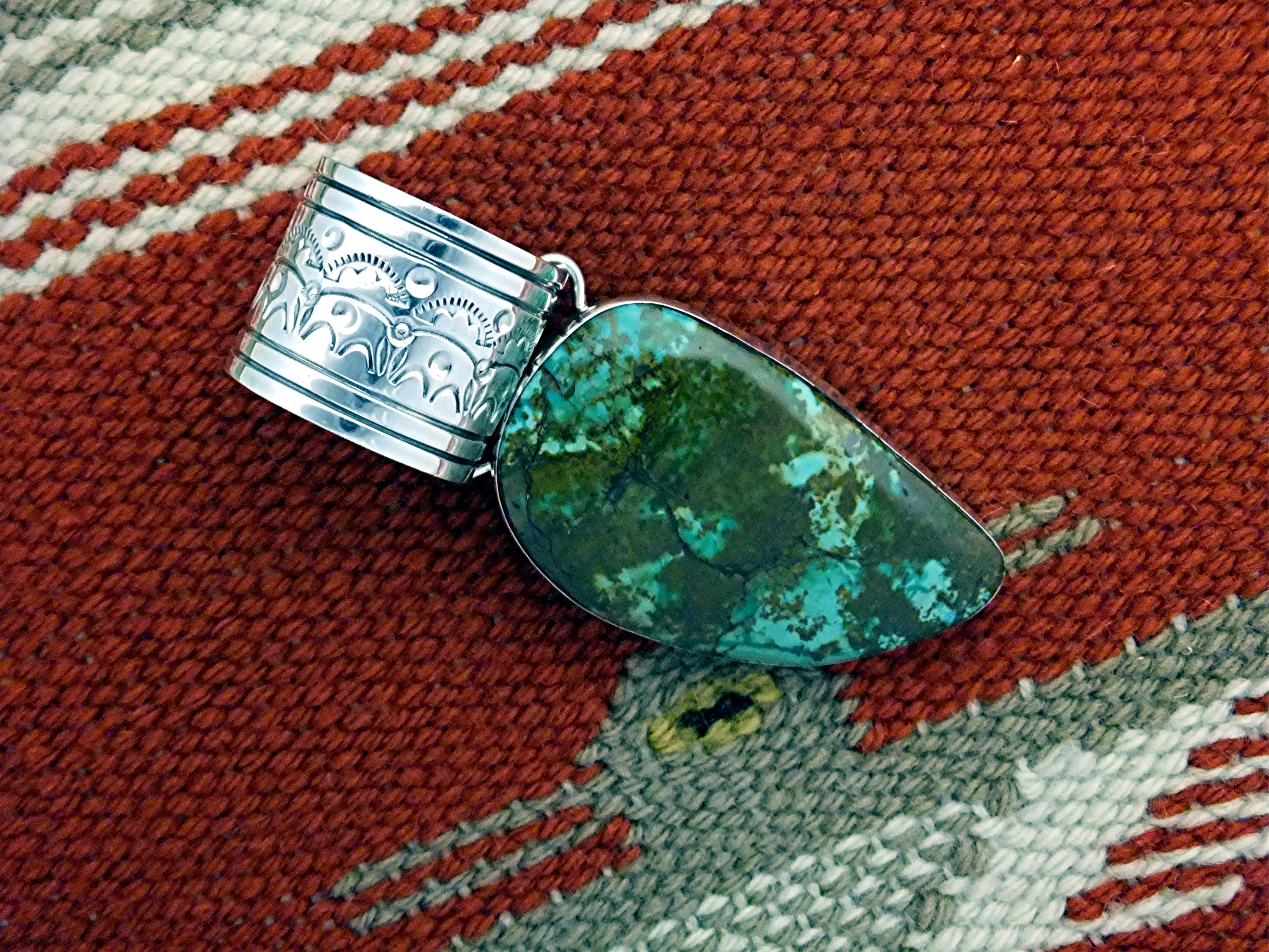 Pendant NAKAI Sterling Silver Morenci Turquoise USA