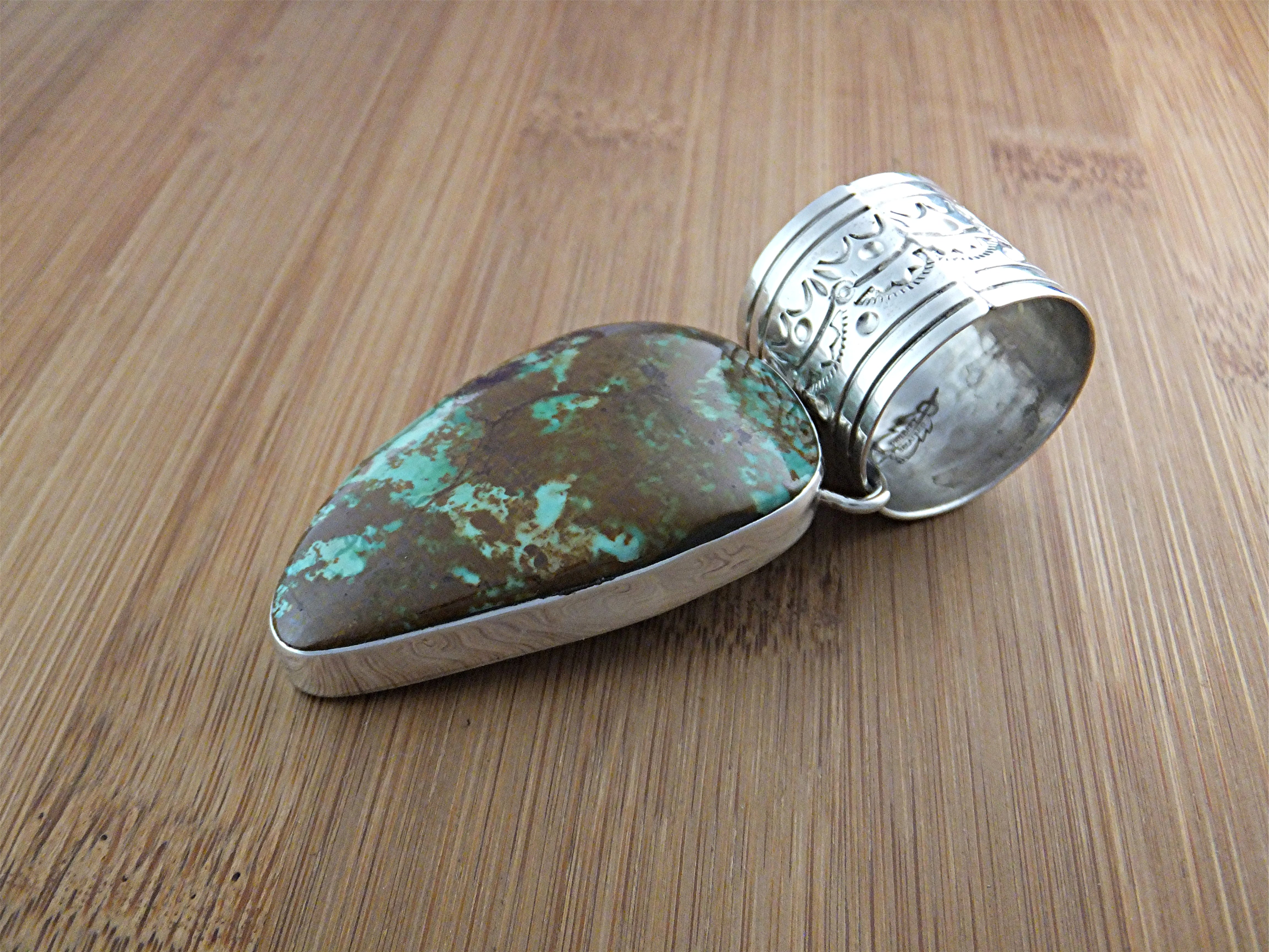 Pendant NAKAI Sterling Silver Morenci Turquoise USA