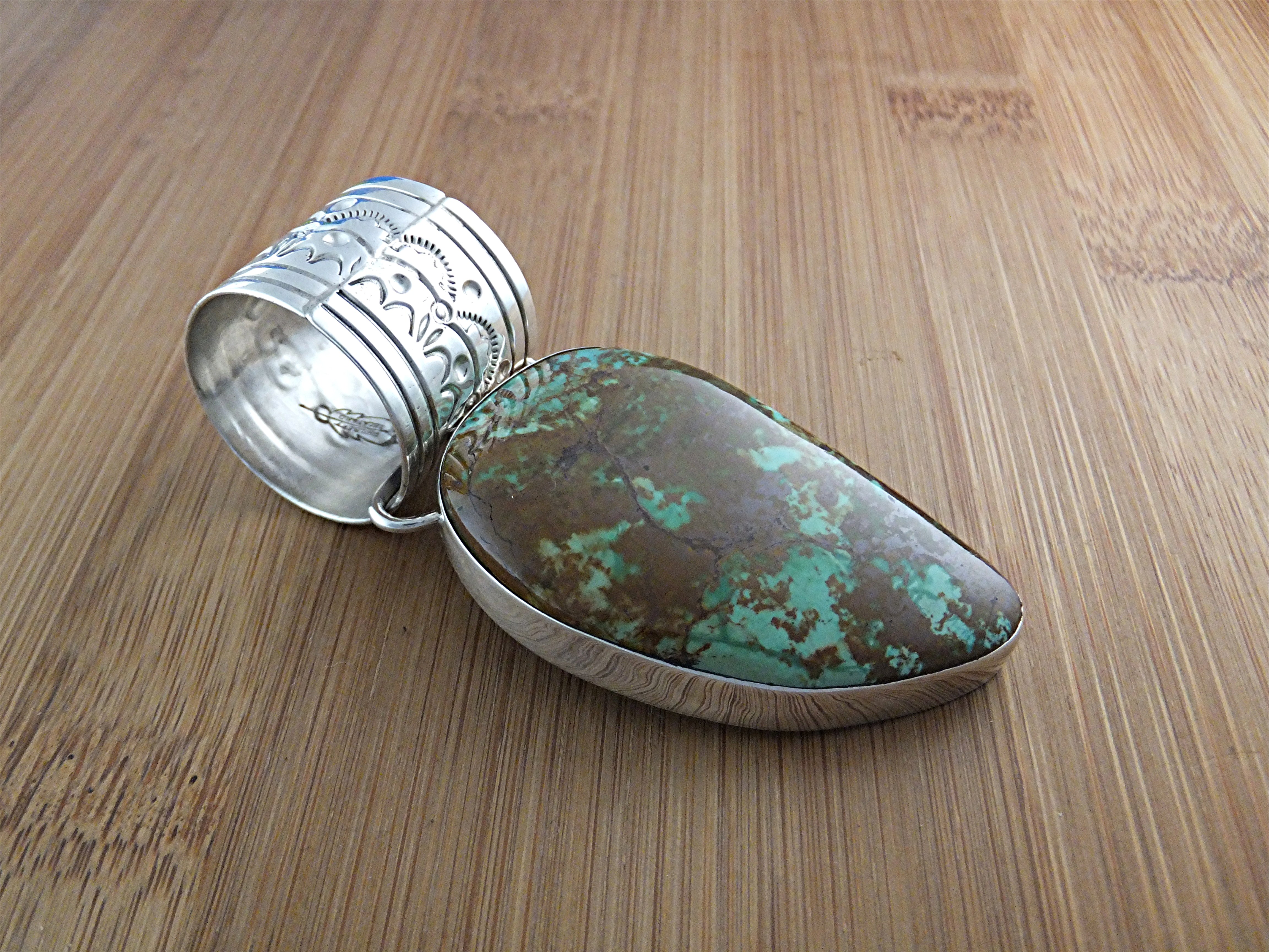 Pendant NAKAI Sterling Silver Morenci Turquoise USA
