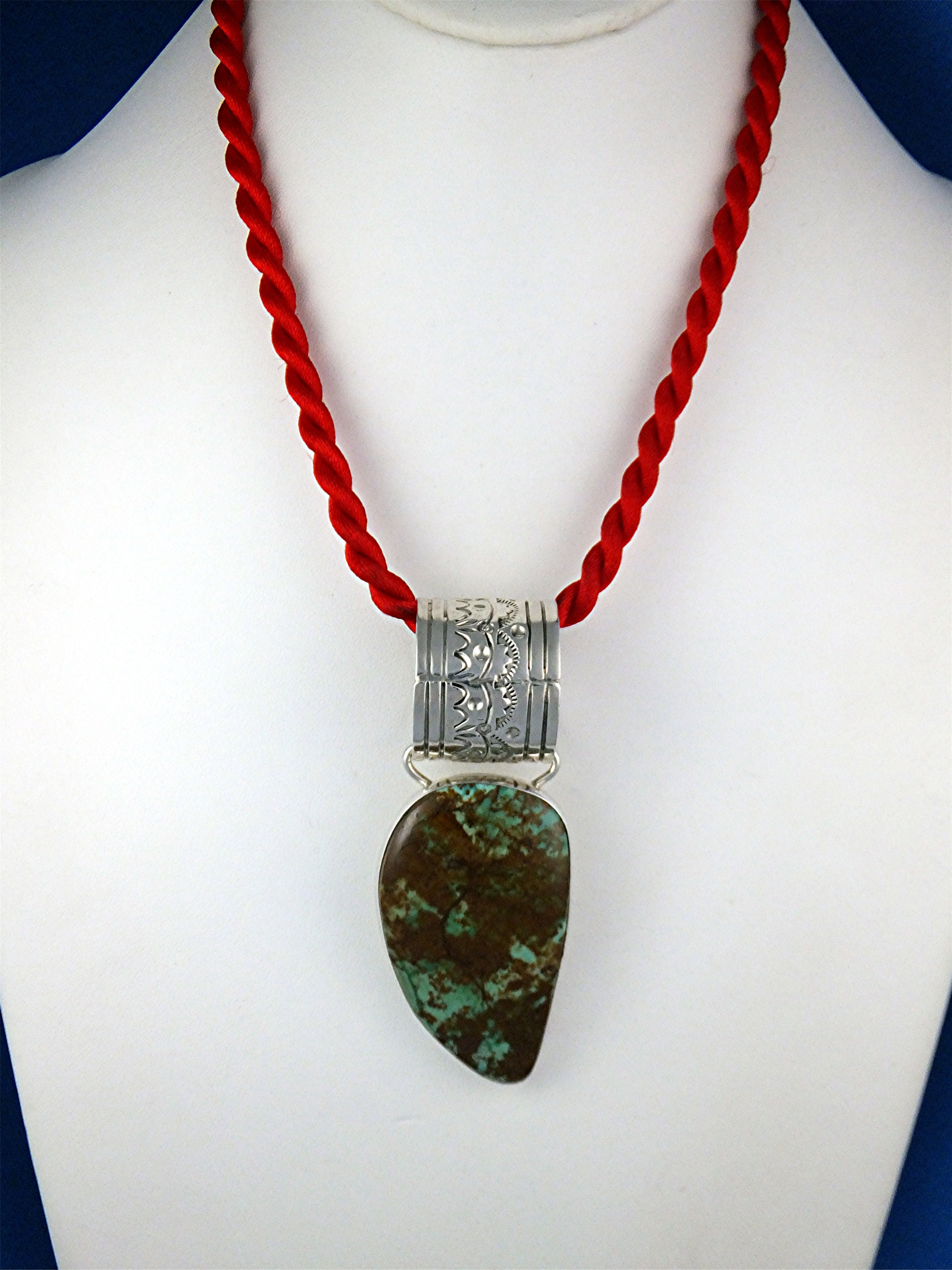 Pendant NAKAI Sterling Silver Morenci Turquoise USA