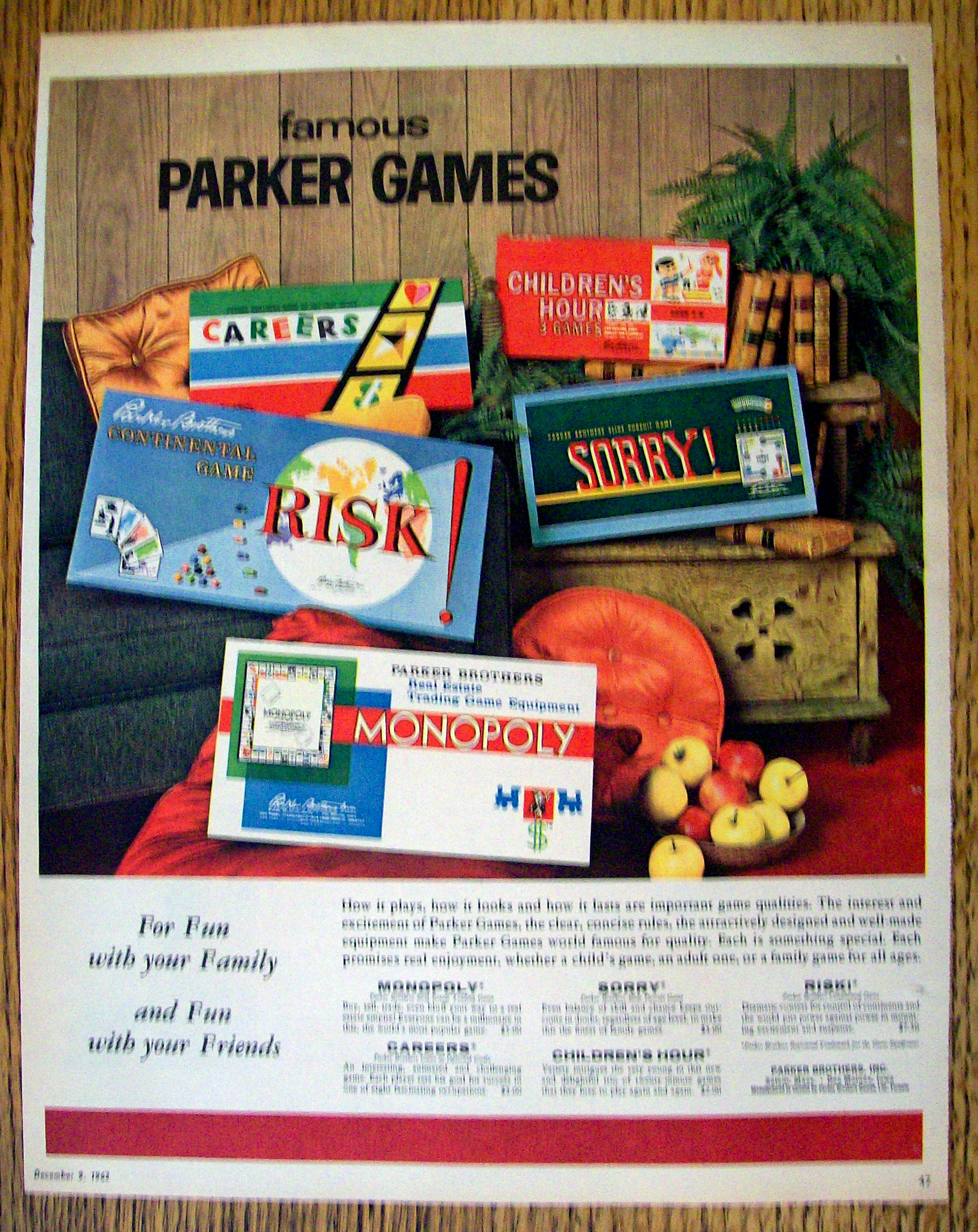 Vintage Ad: 1962 Parker Games