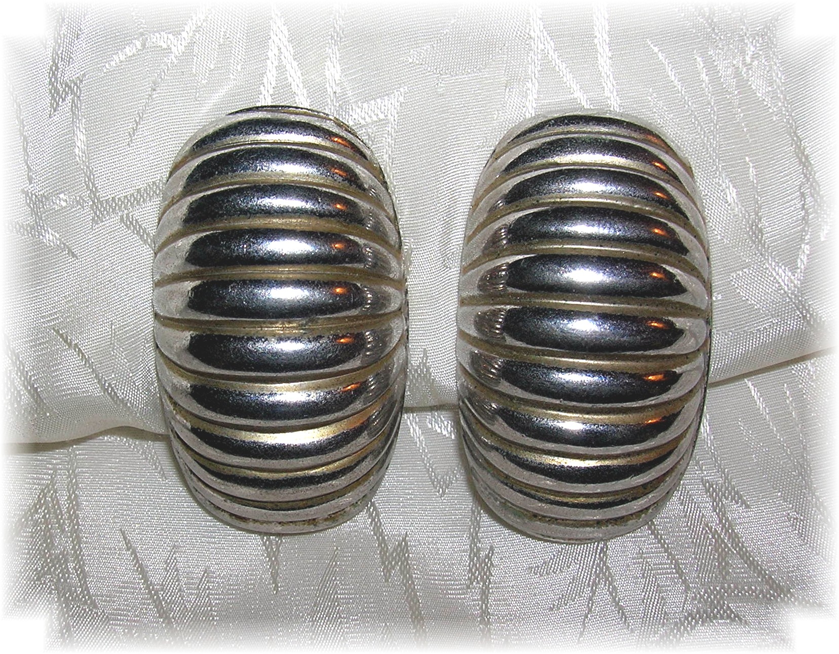 Signed Silvertone BARCLAY Clip Earrings