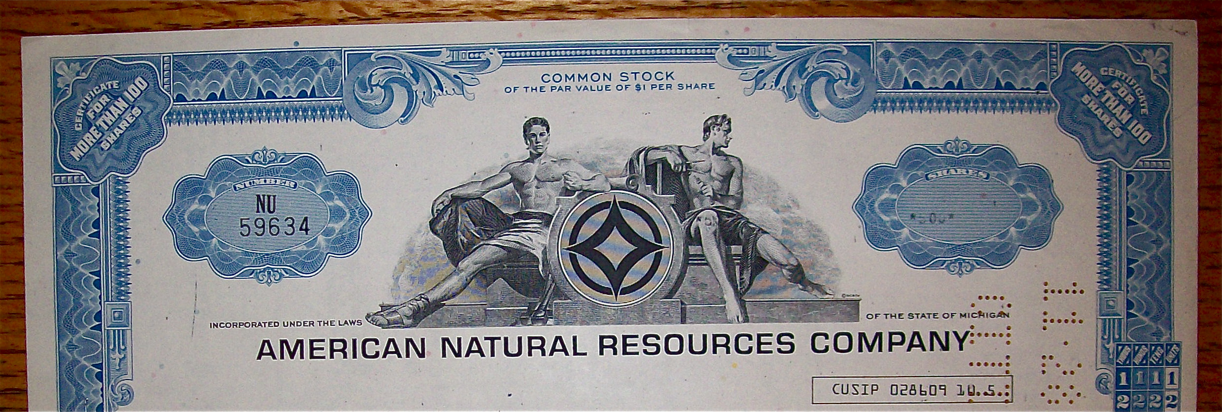 1971 American Natural Resources Company Stock