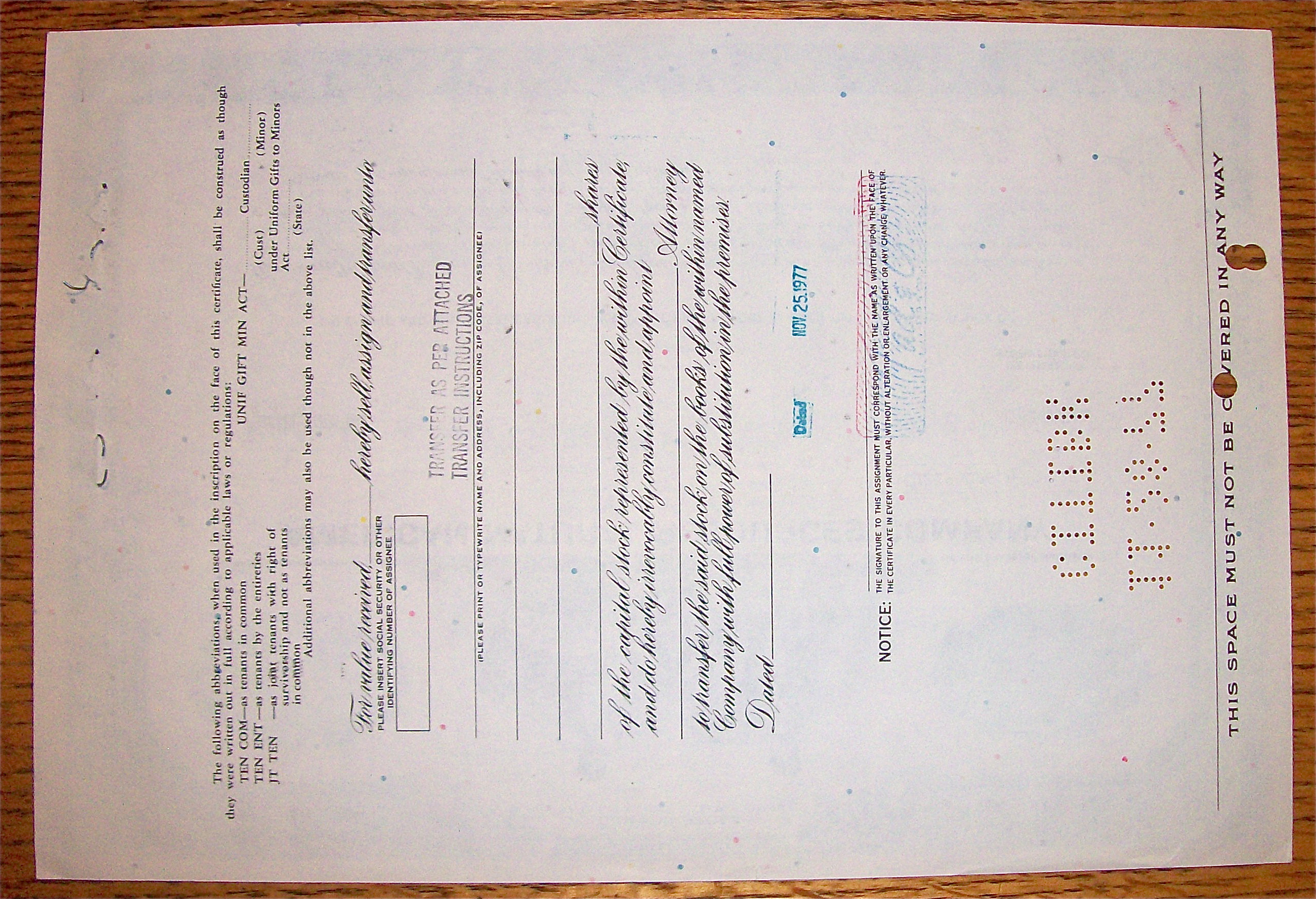 1971 American Natural Resources Company Stock