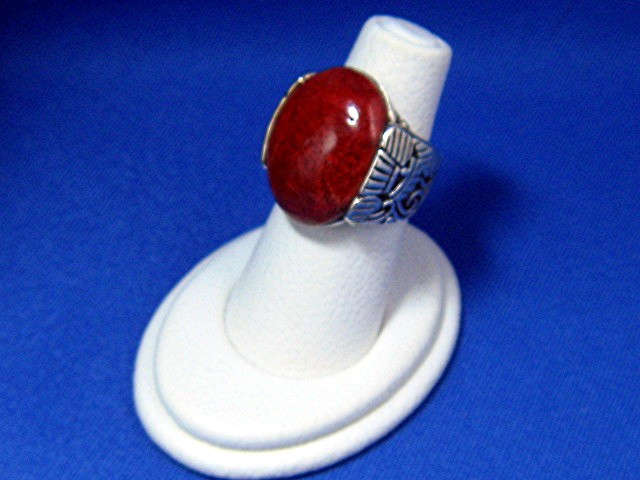 Sterling Silver  Sponge Red  Coral Ring Thailand