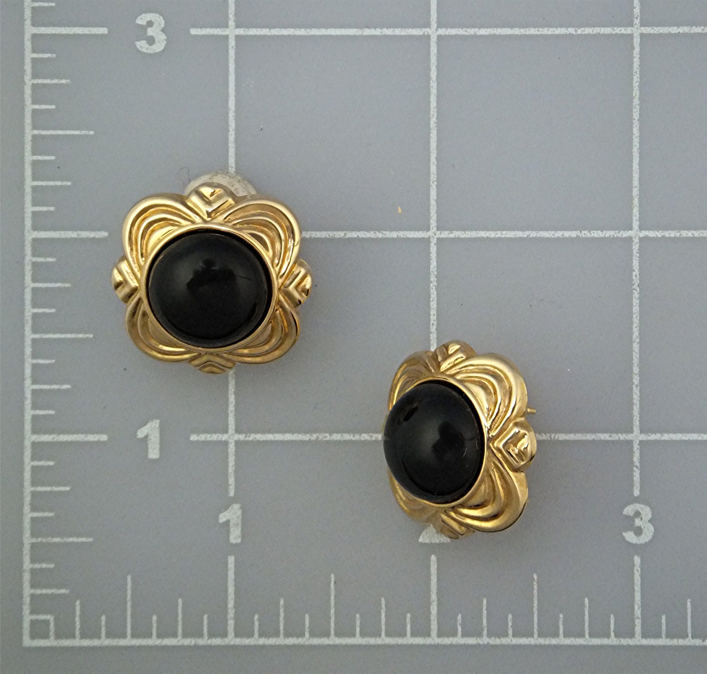 Earrings 14K Gold Black Onyx French Clip Earrings