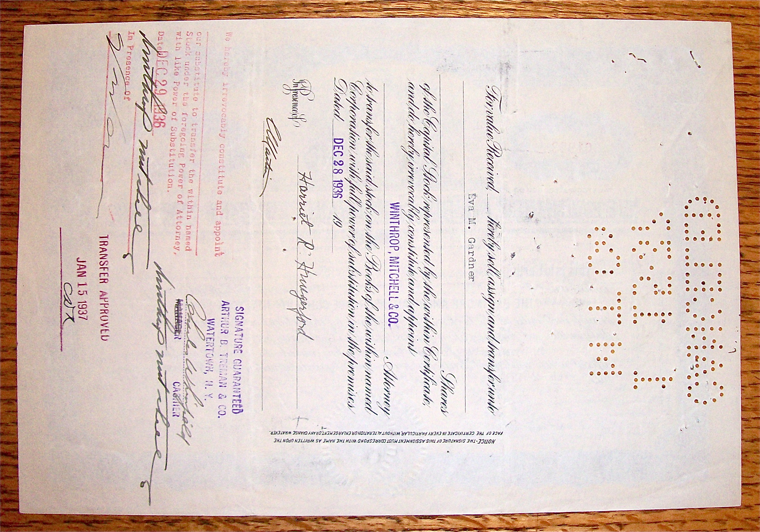 1937 Baltimore American Insurance Co Of New York Stock