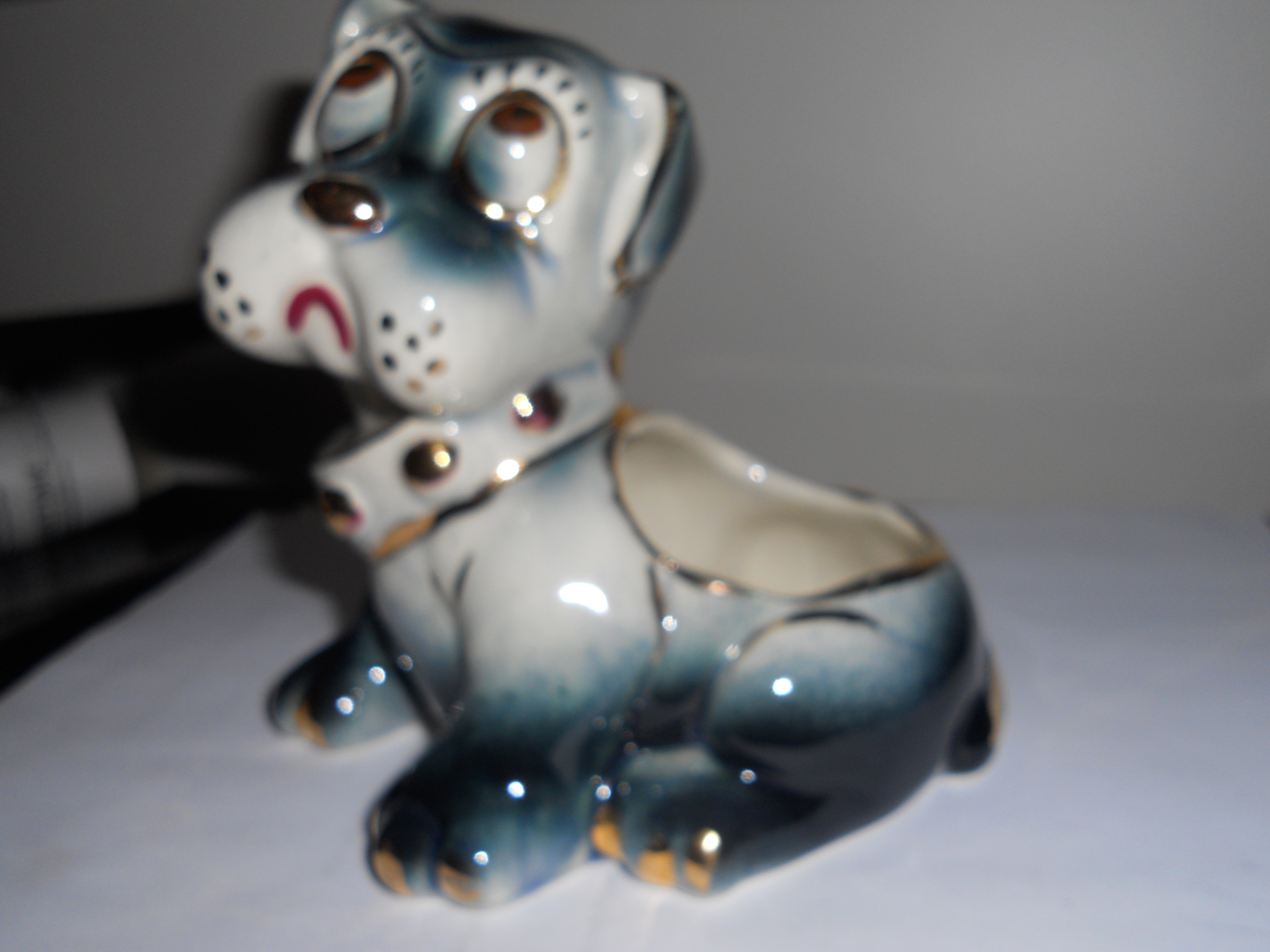 Dog Planter with Gold Accents