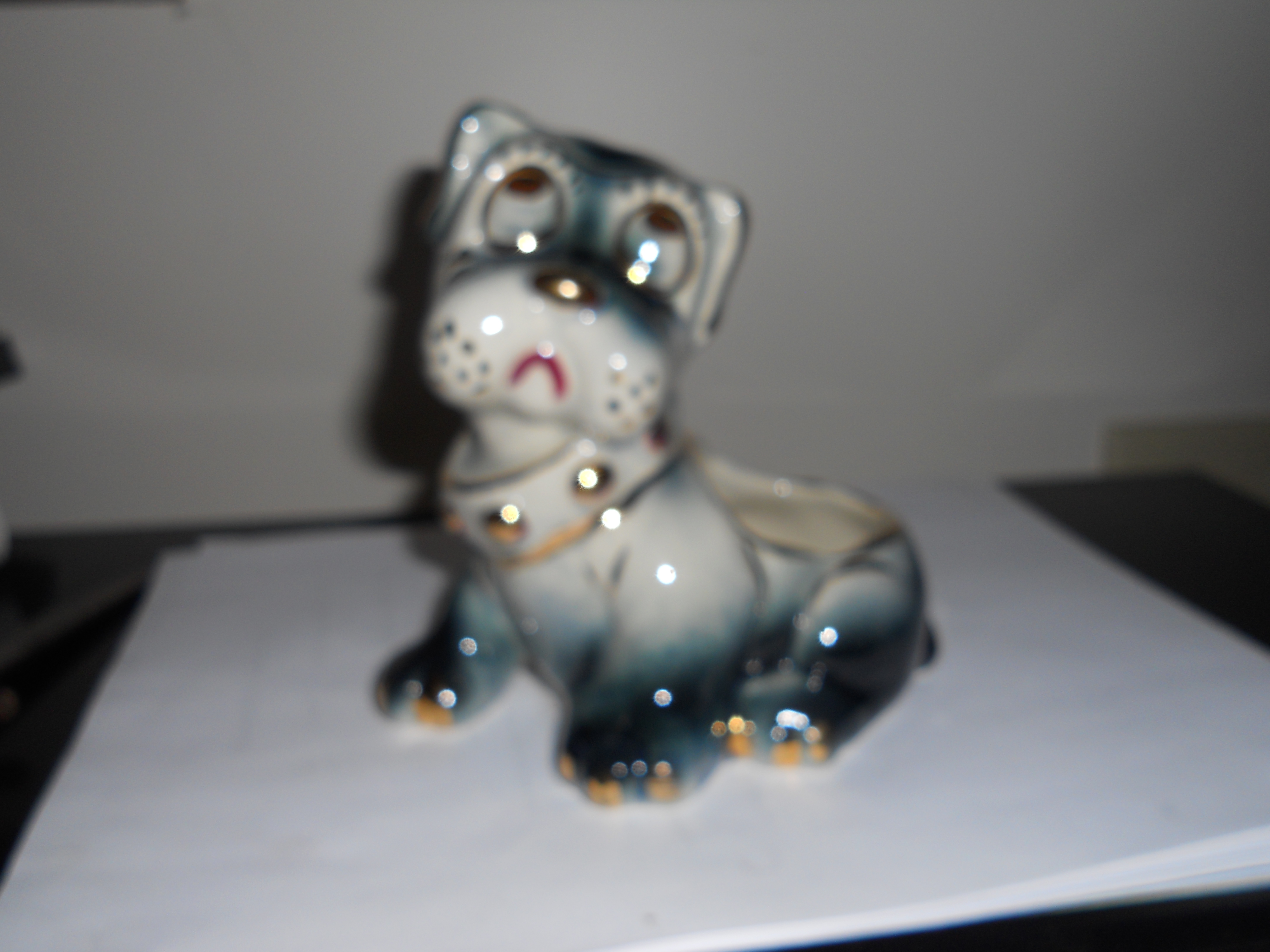 Dog Planter with Gold Accents