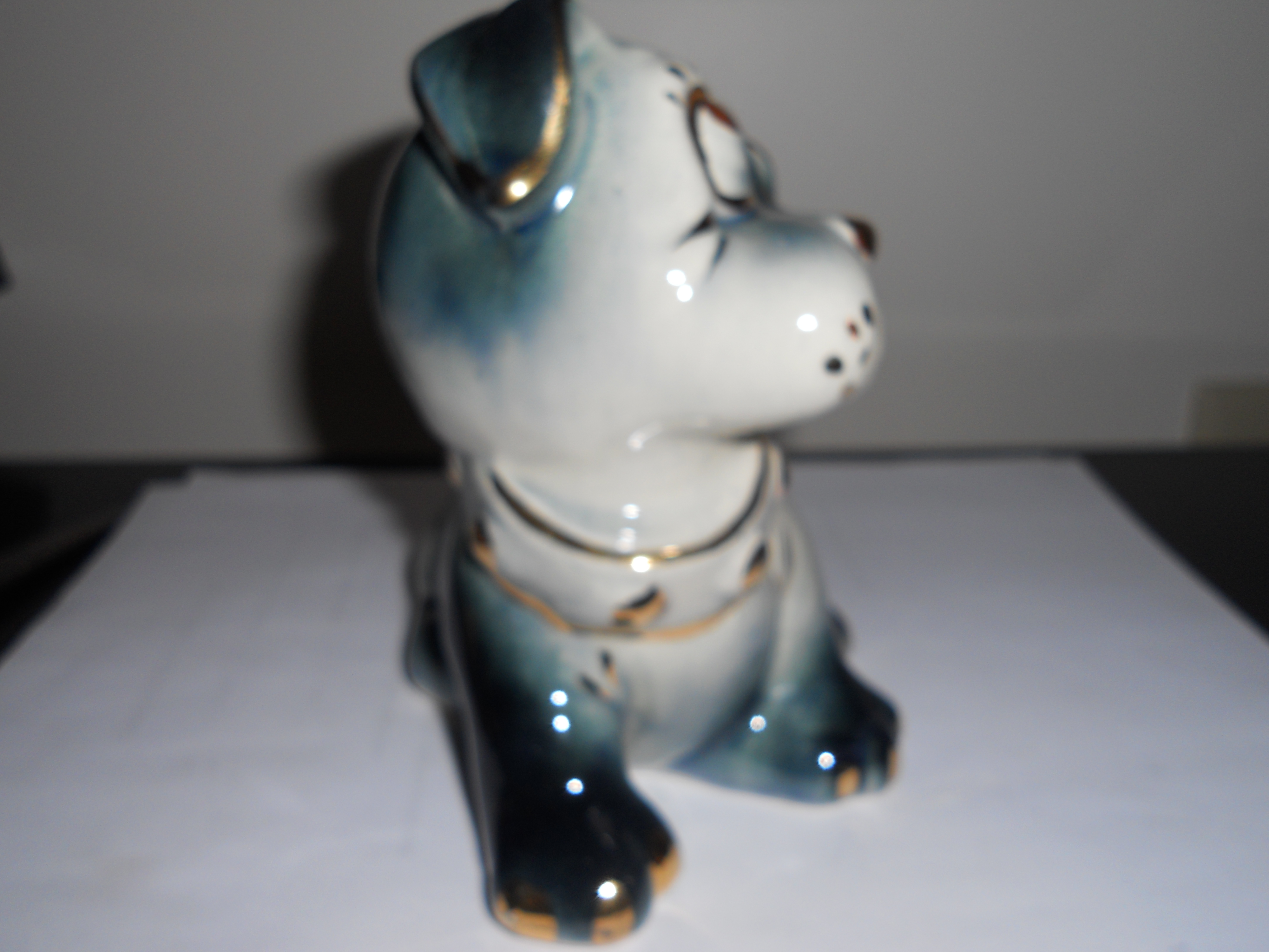 Dog Planter with Gold Accents