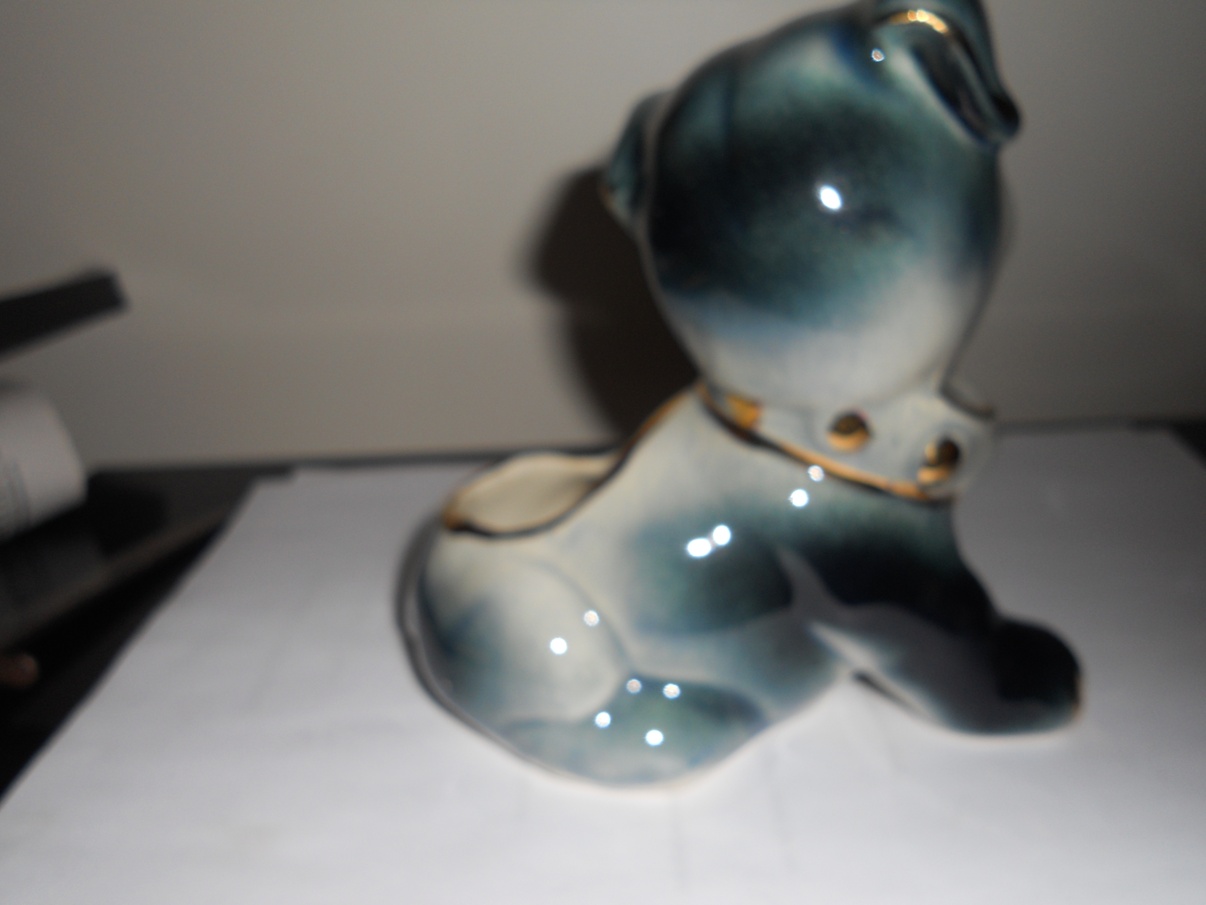 Dog Planter with Gold Accents