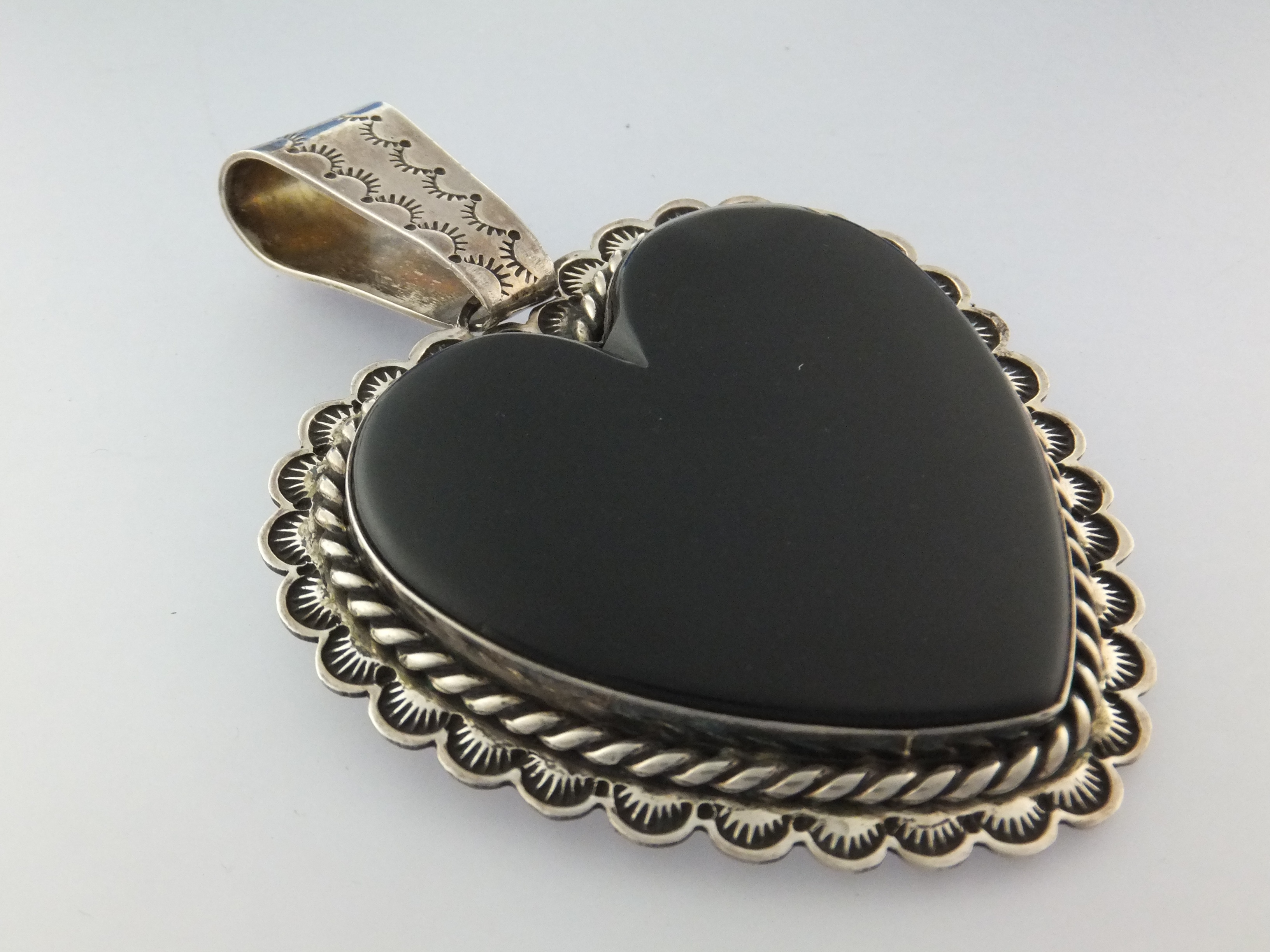 David Troutman Onyx Sterling Silver Heart Pendant