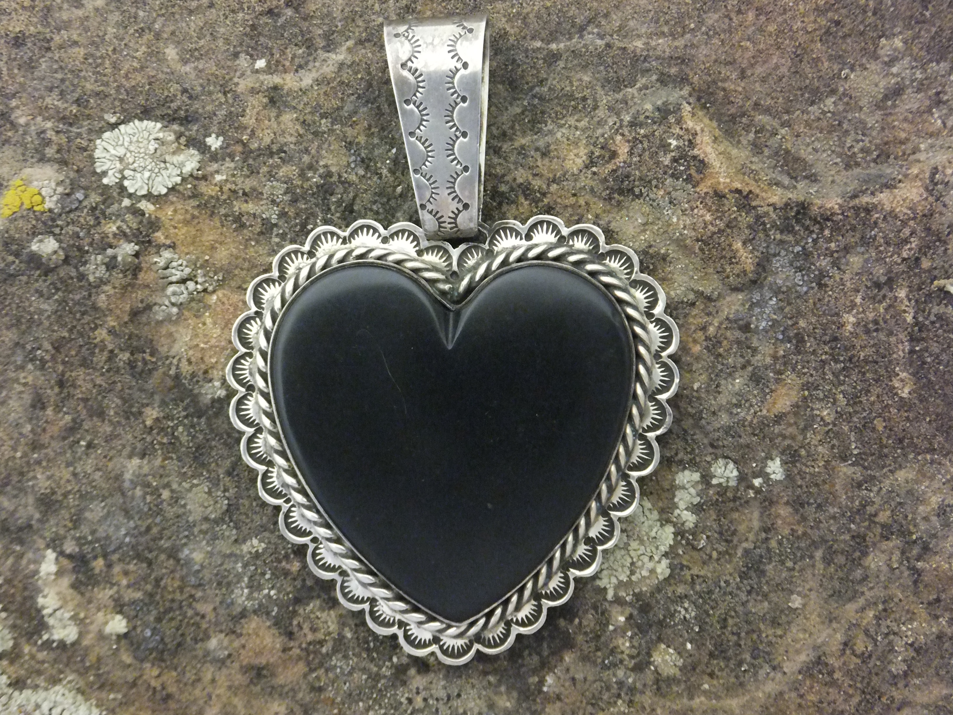 David Troutman Onyx Sterling Silver Heart Pendant