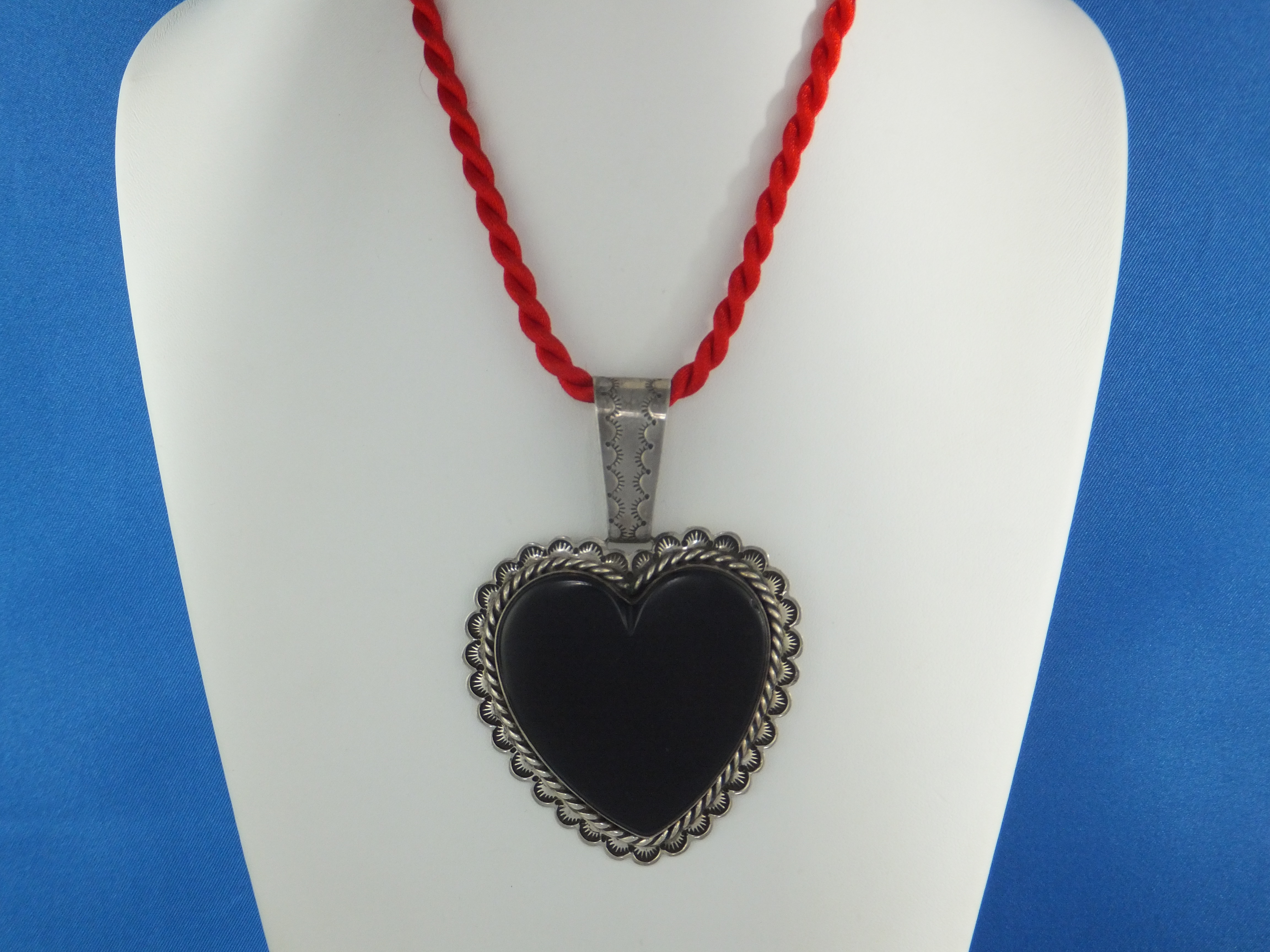 David Troutman Onyx Sterling Silver Heart Pendant