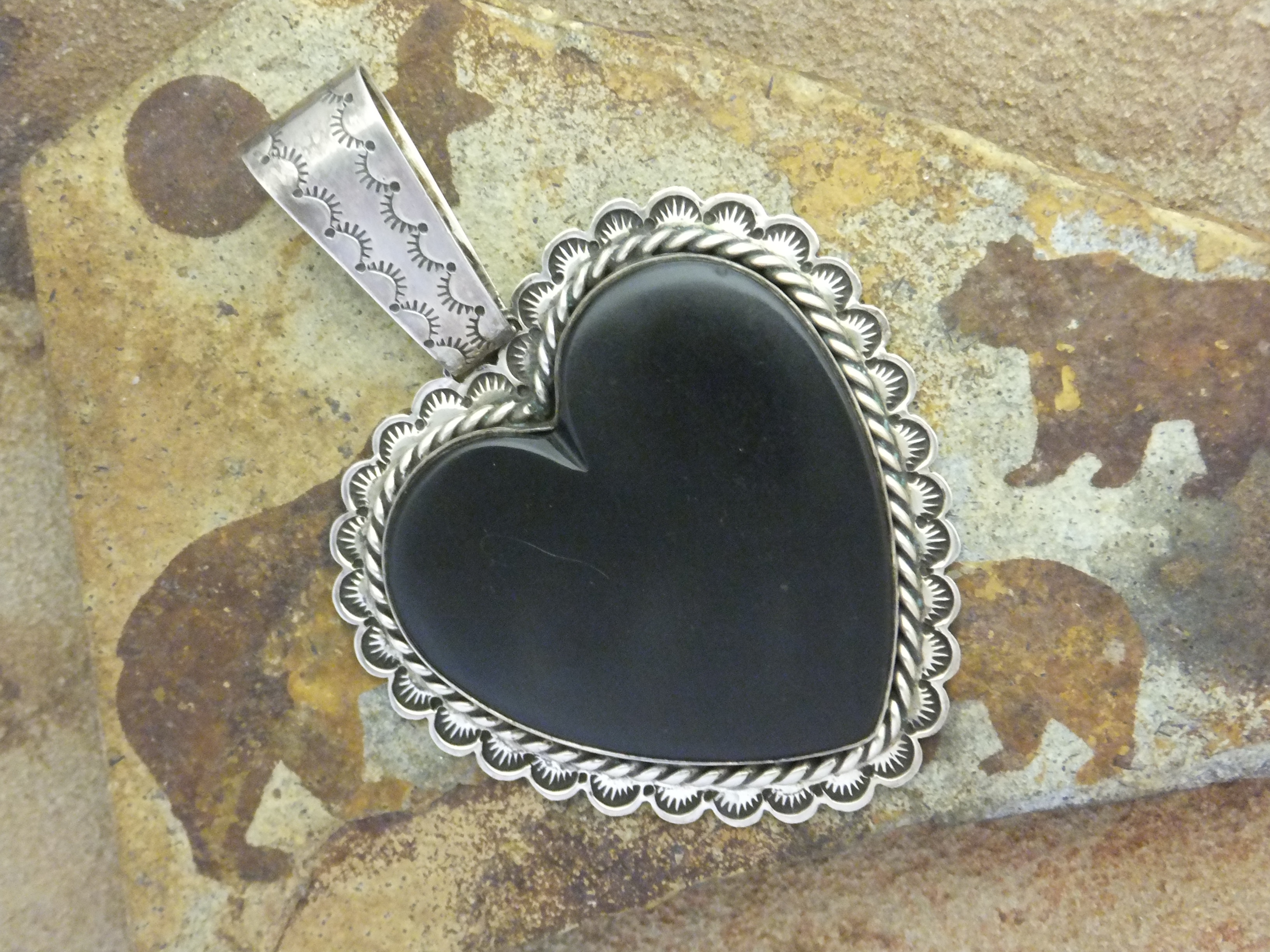 David Troutman Onyx Sterling Silver Heart Pendant