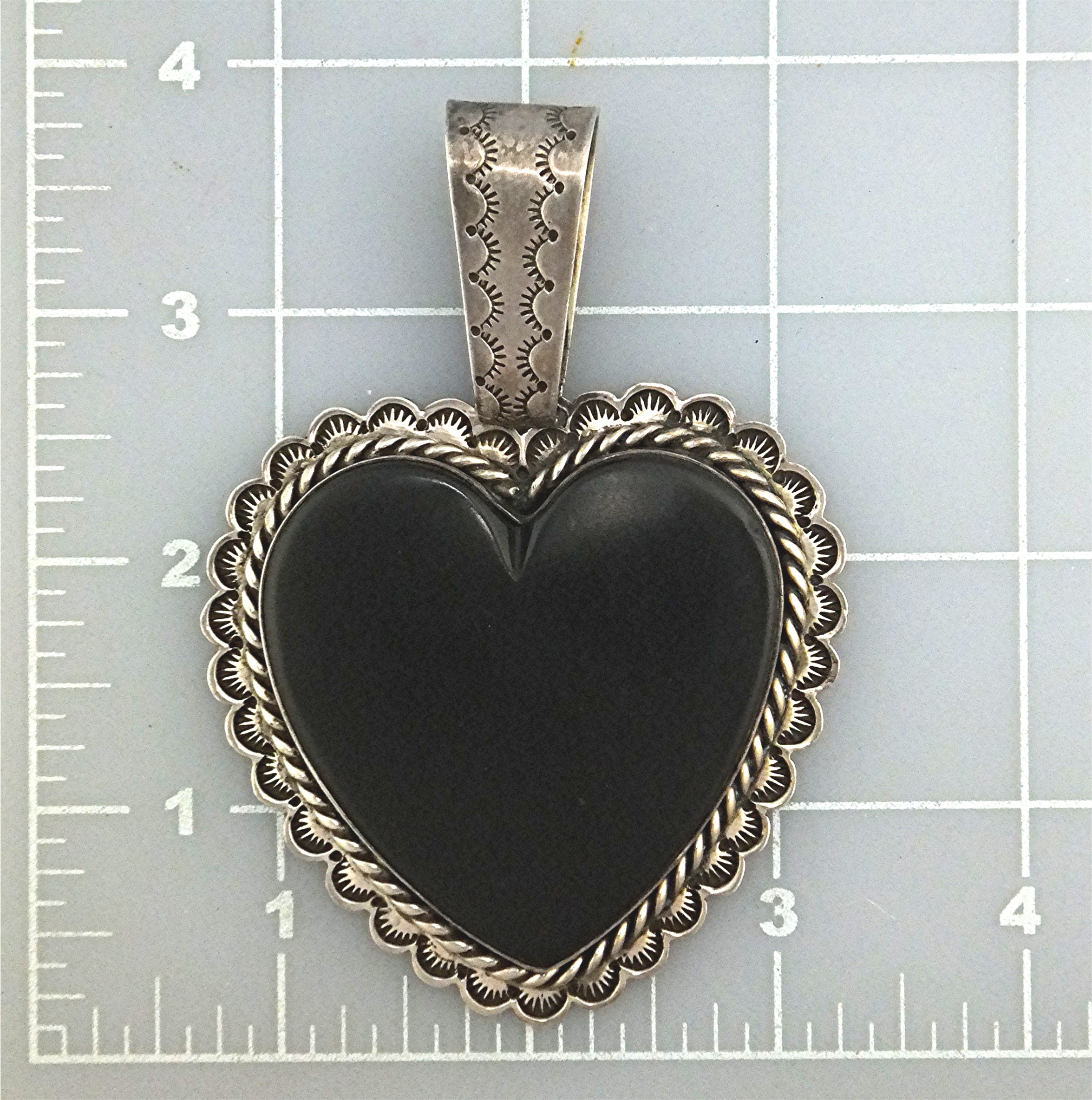 David Troutman Onyx Sterling Silver Heart Pendant