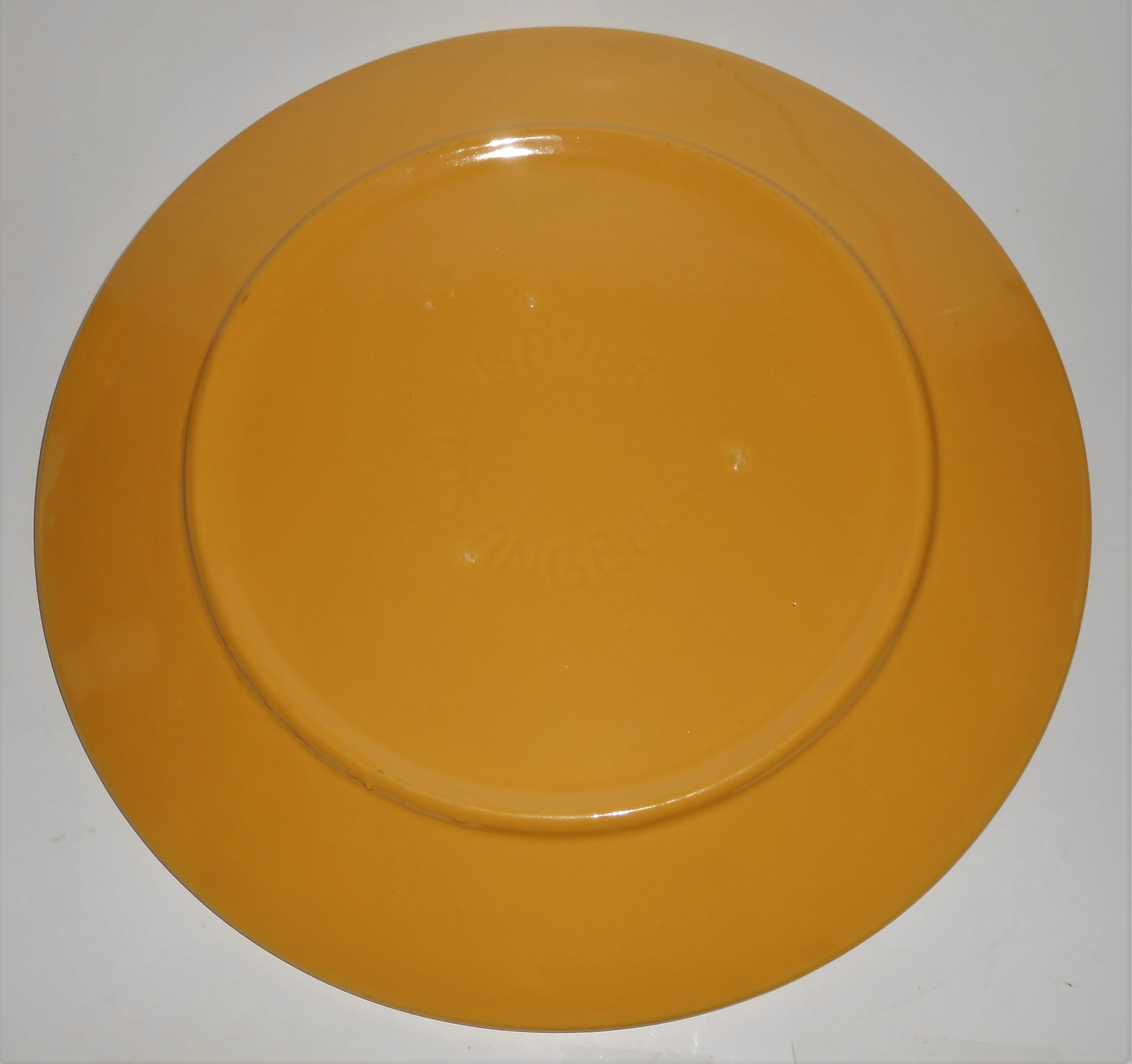 Vintage Bauer Pottery Early Ring Ware Yellow Chop Plate