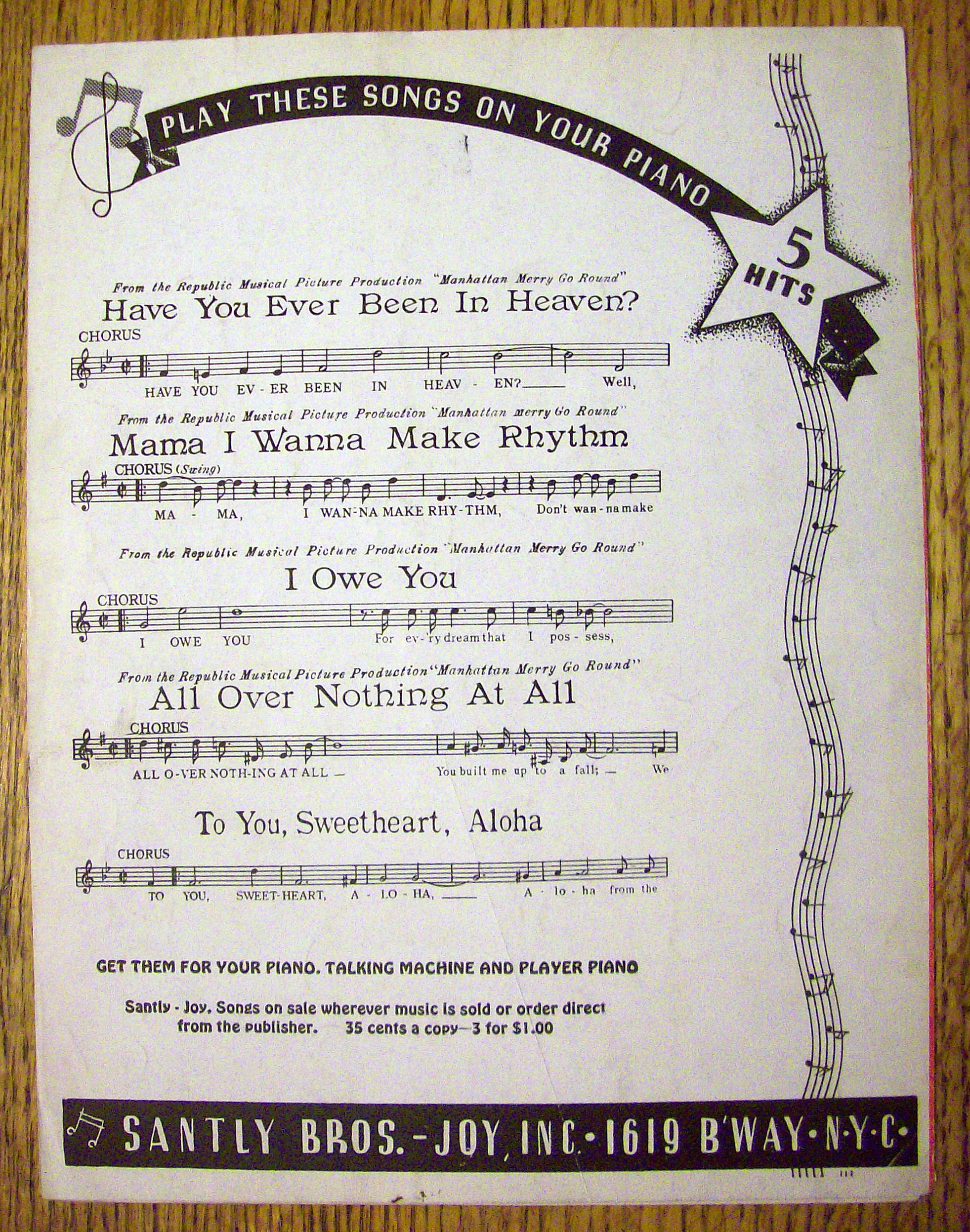 1937 Mama I Wanna Make Rhythm by Jerome Jerome