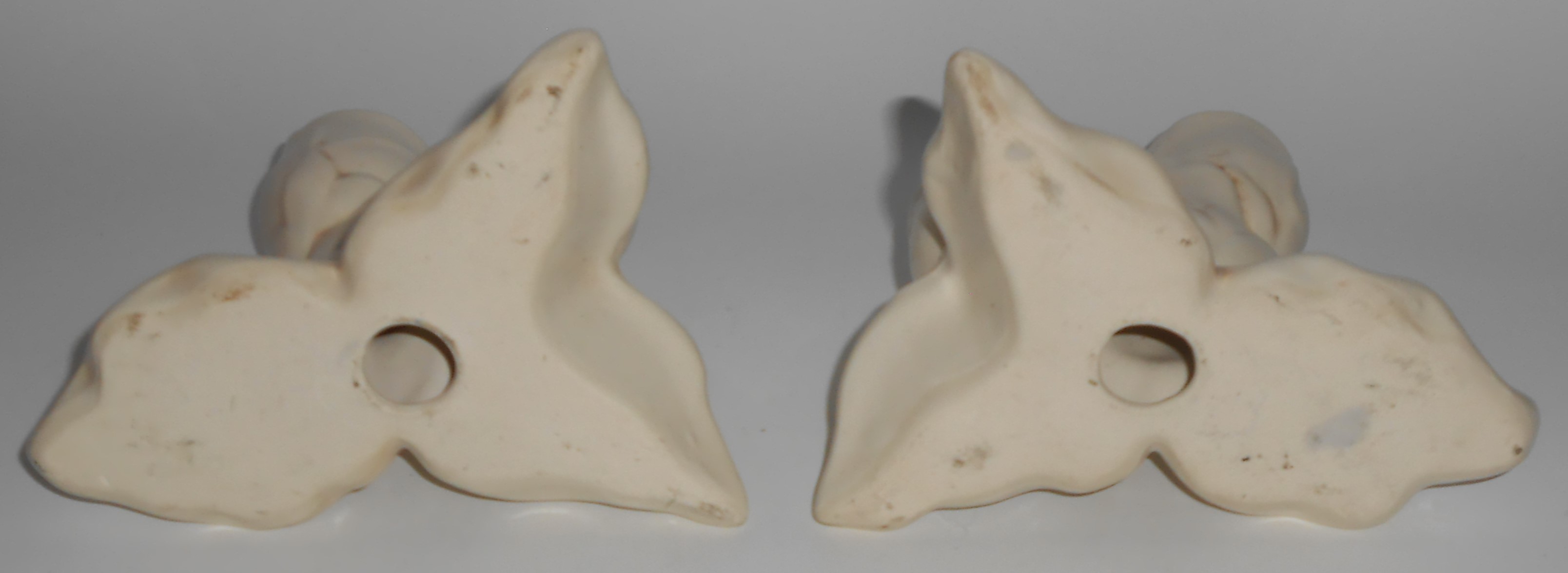 Red Wing Art Pottery Pair Antique White Candlesticks