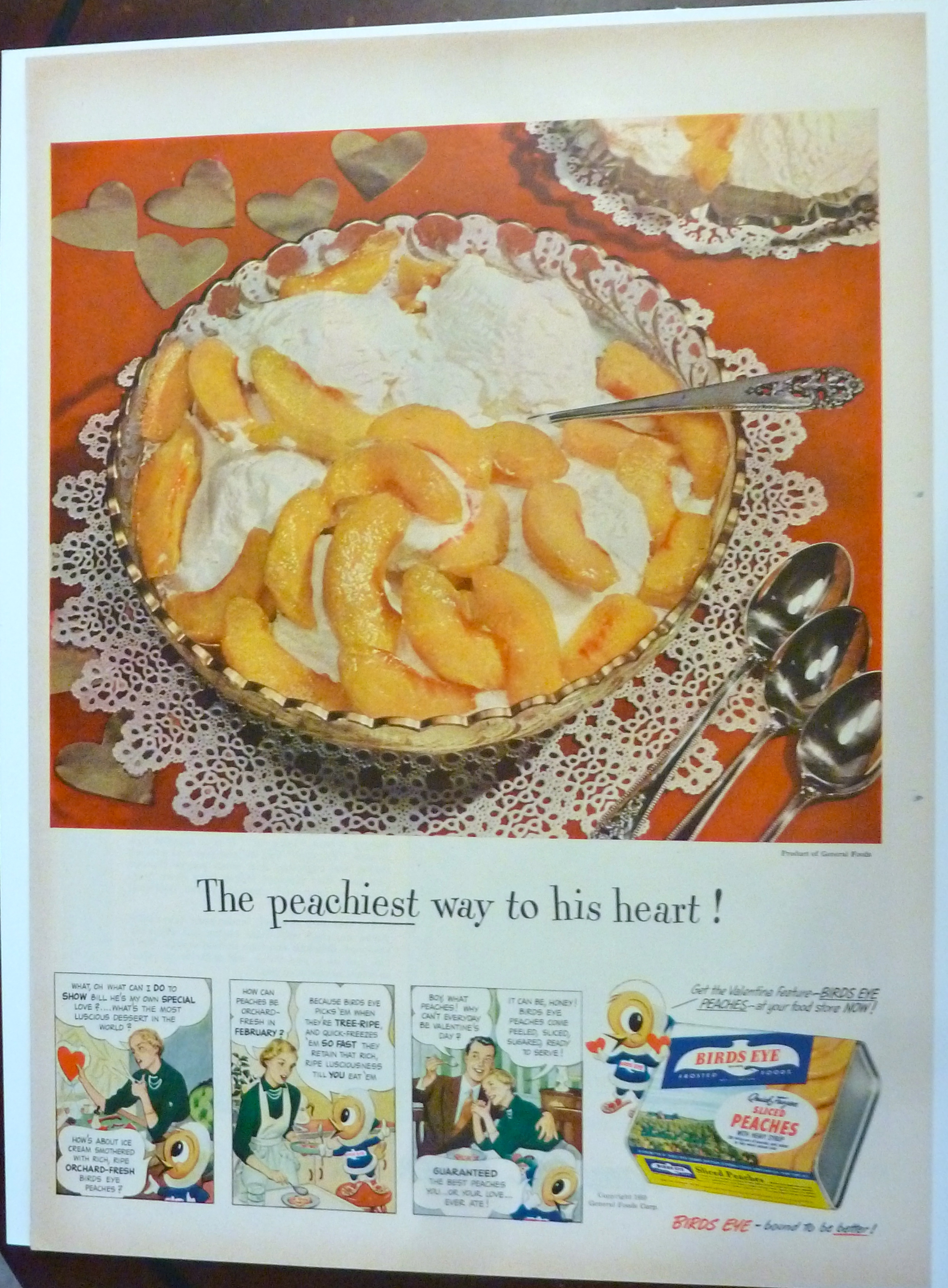 1950 Birds Eye Sliced Peaches with Ice Cream
