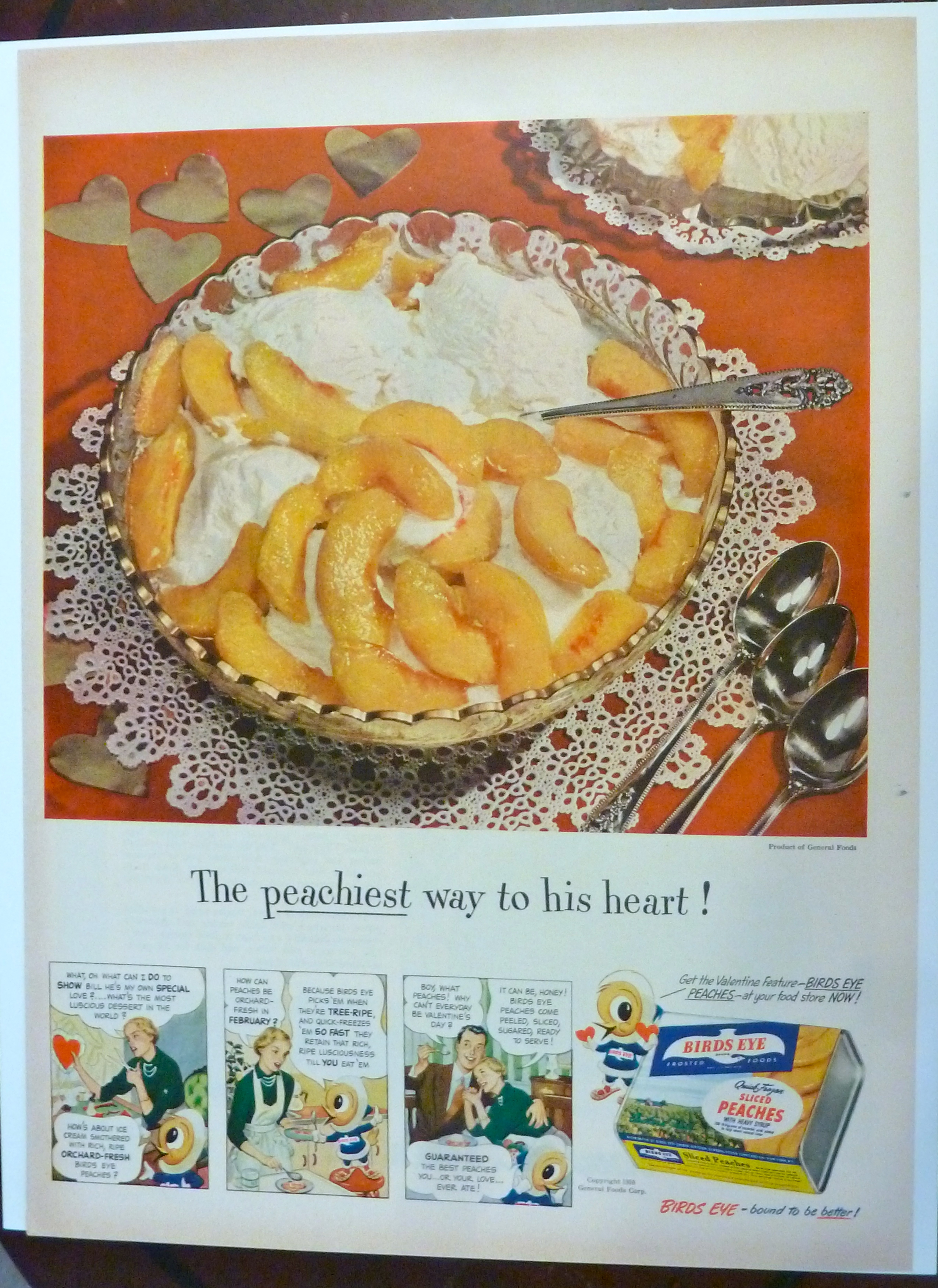 1950 Birds Eye Sliced Peaches with Ice Cream