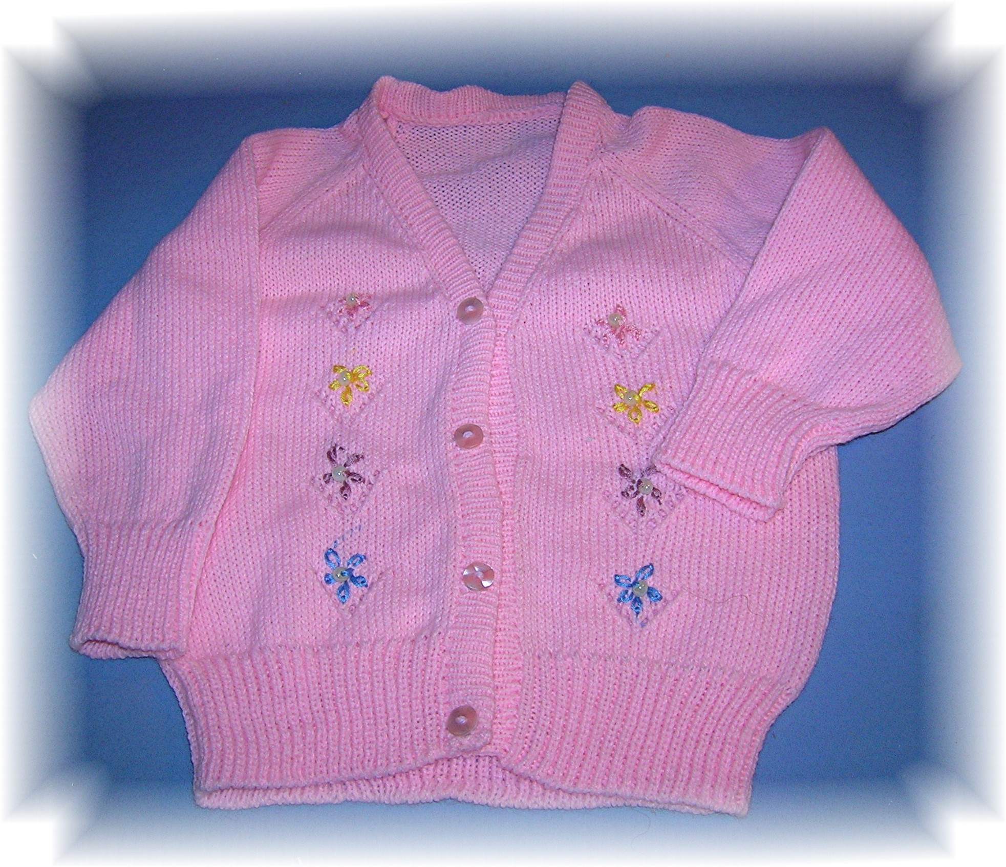 Pink Sweater Cardigan For Doll or Baby