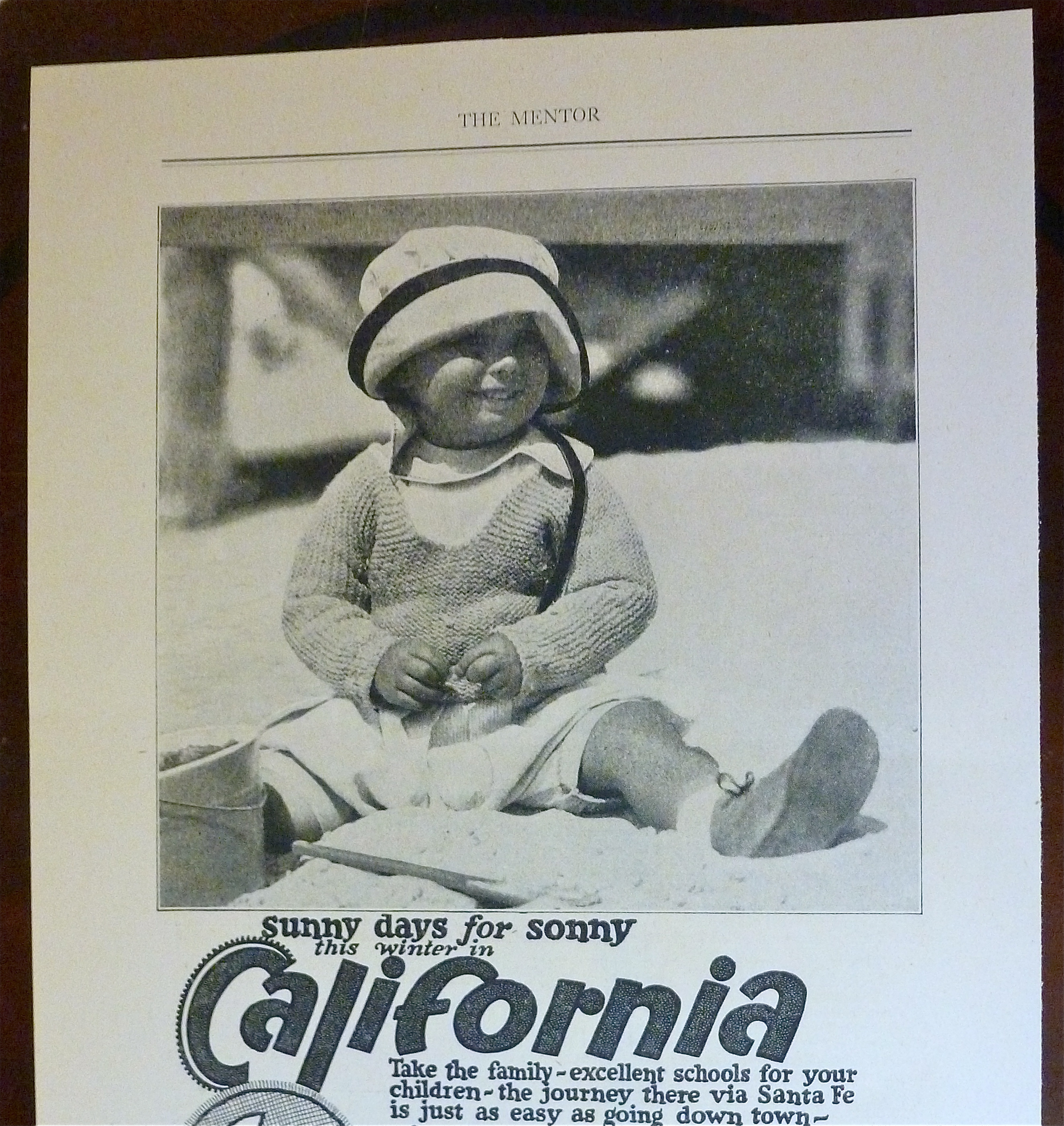 1924 Santa Fe with California & Baby Sitting on Beach
