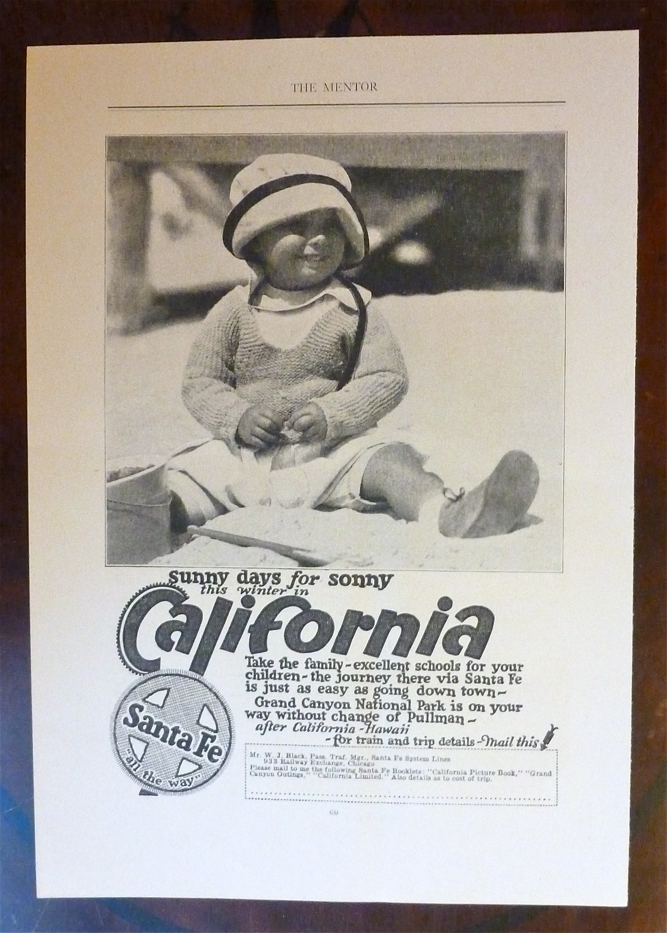 1924 Santa Fe with California & Baby Sitting on Beach