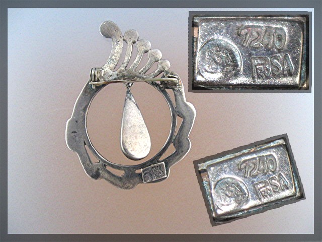 Sterling Silver Amethyst PROSA Eagle 5 Brooch Pin Mexic