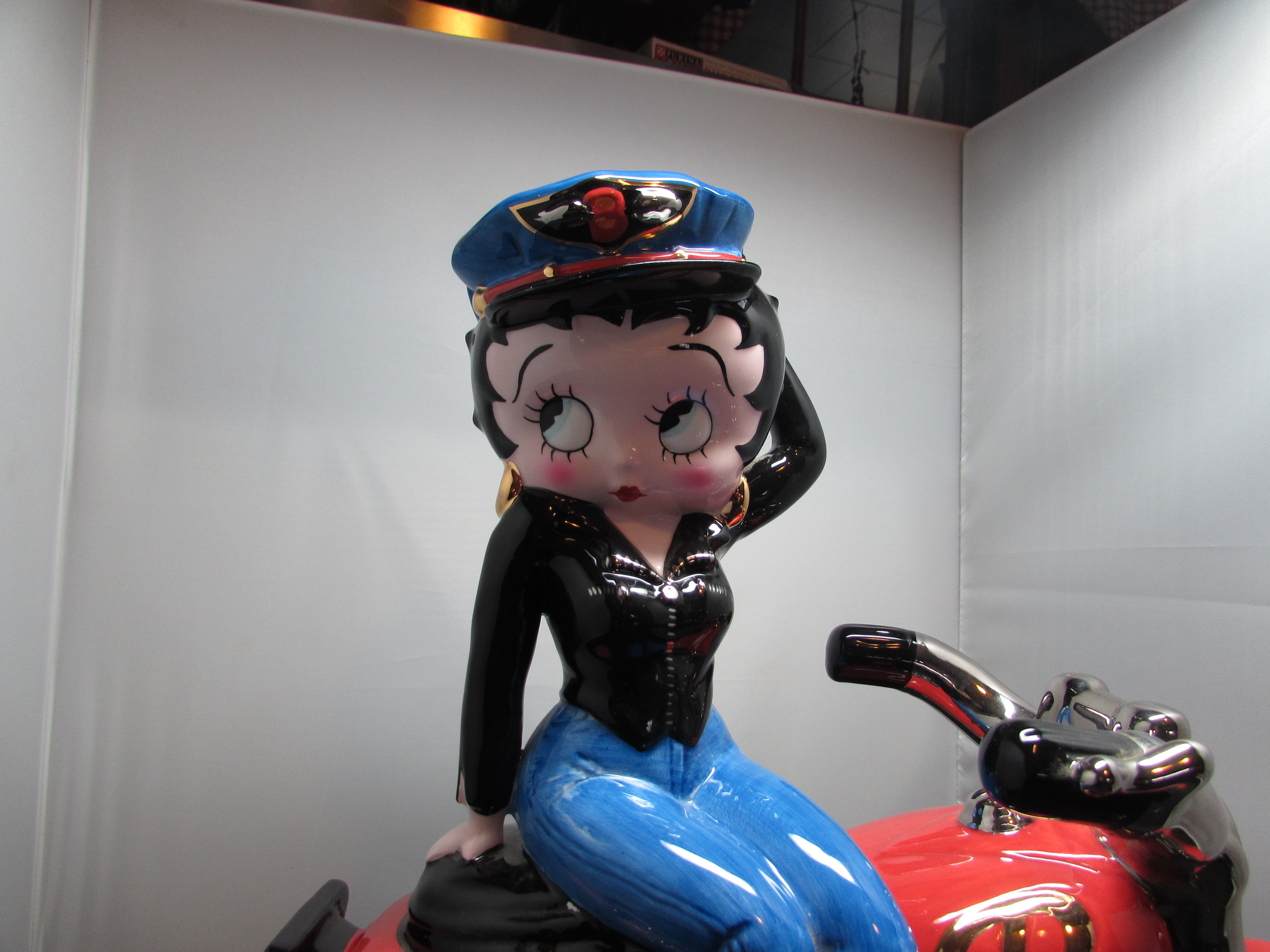 Betty Boop Biker on Motorcycle Cookie Jar Clay Art 2000