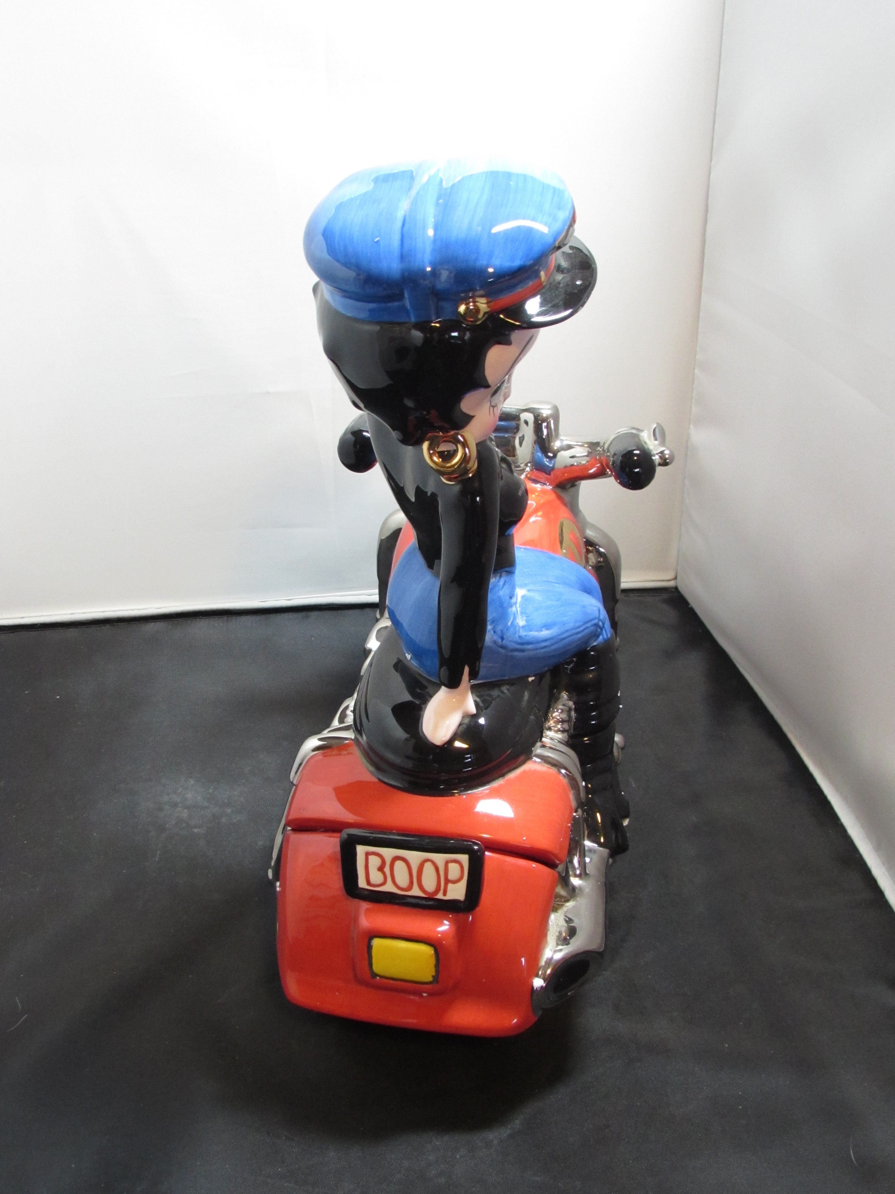 Betty Boop Biker on Motorcycle Cookie Jar Clay Art 2000