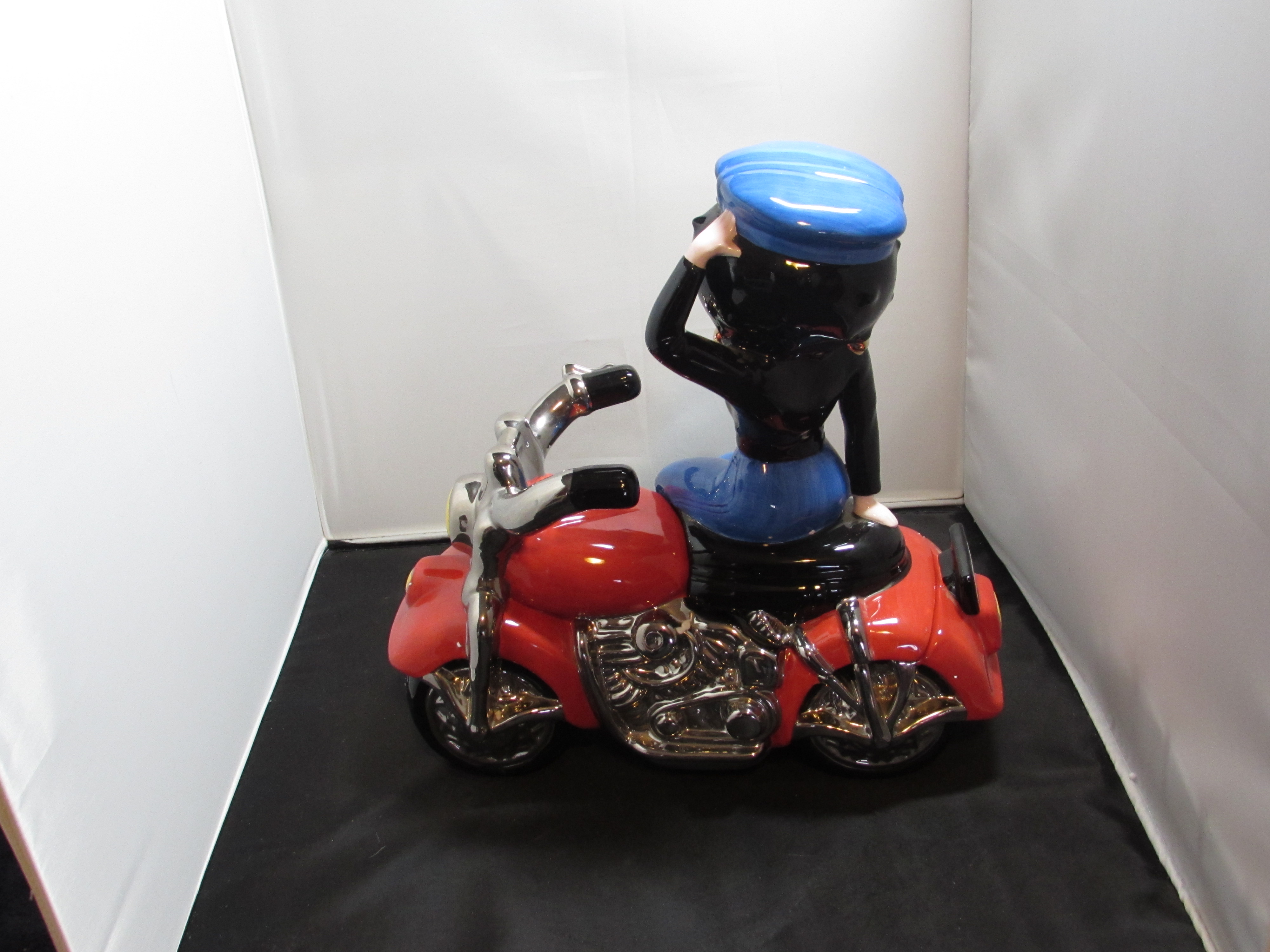 Betty Boop Biker on Motorcycle Cookie Jar Clay Art 2000