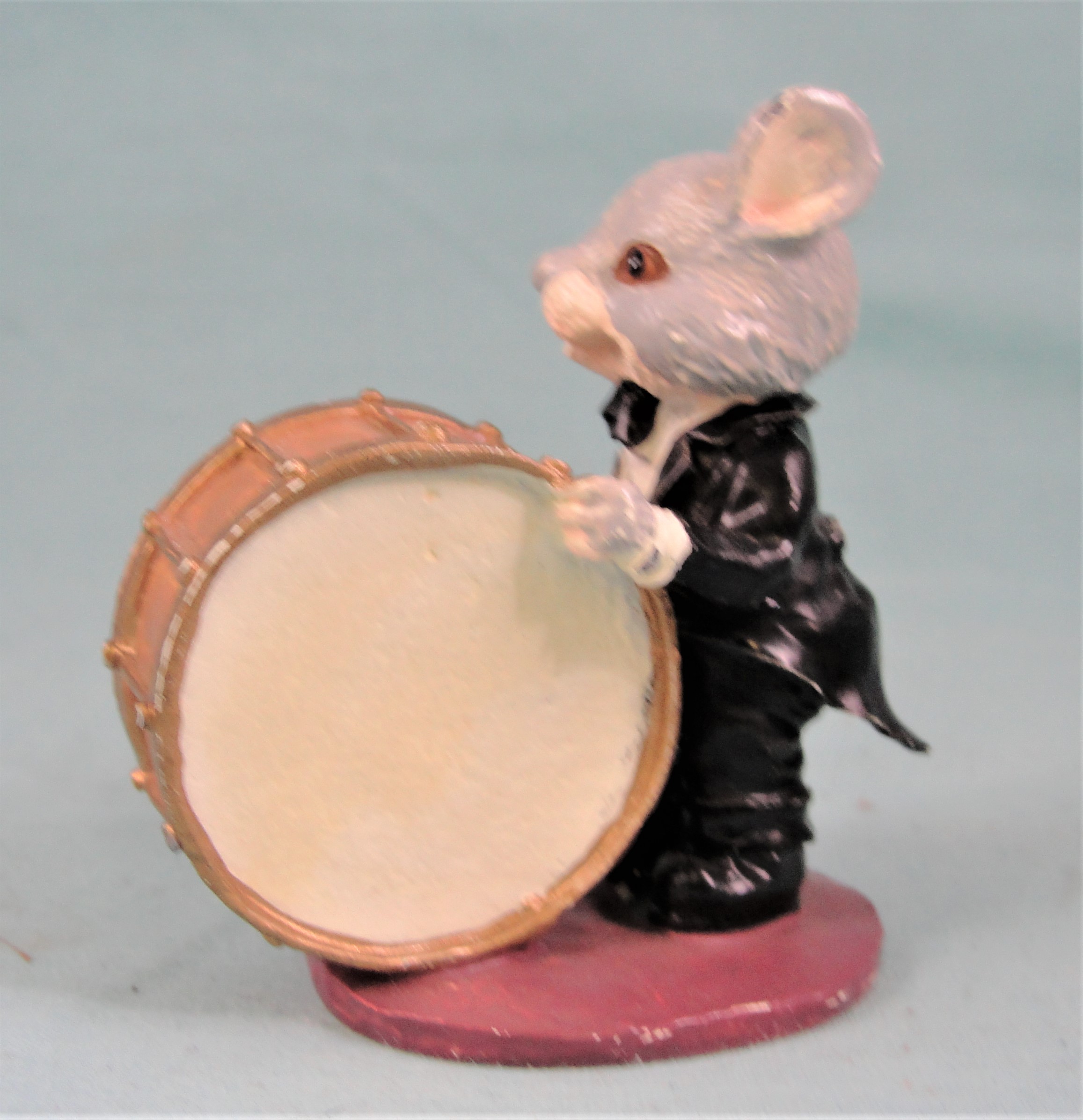 Enesco Painted Pewter Mouse With Drum