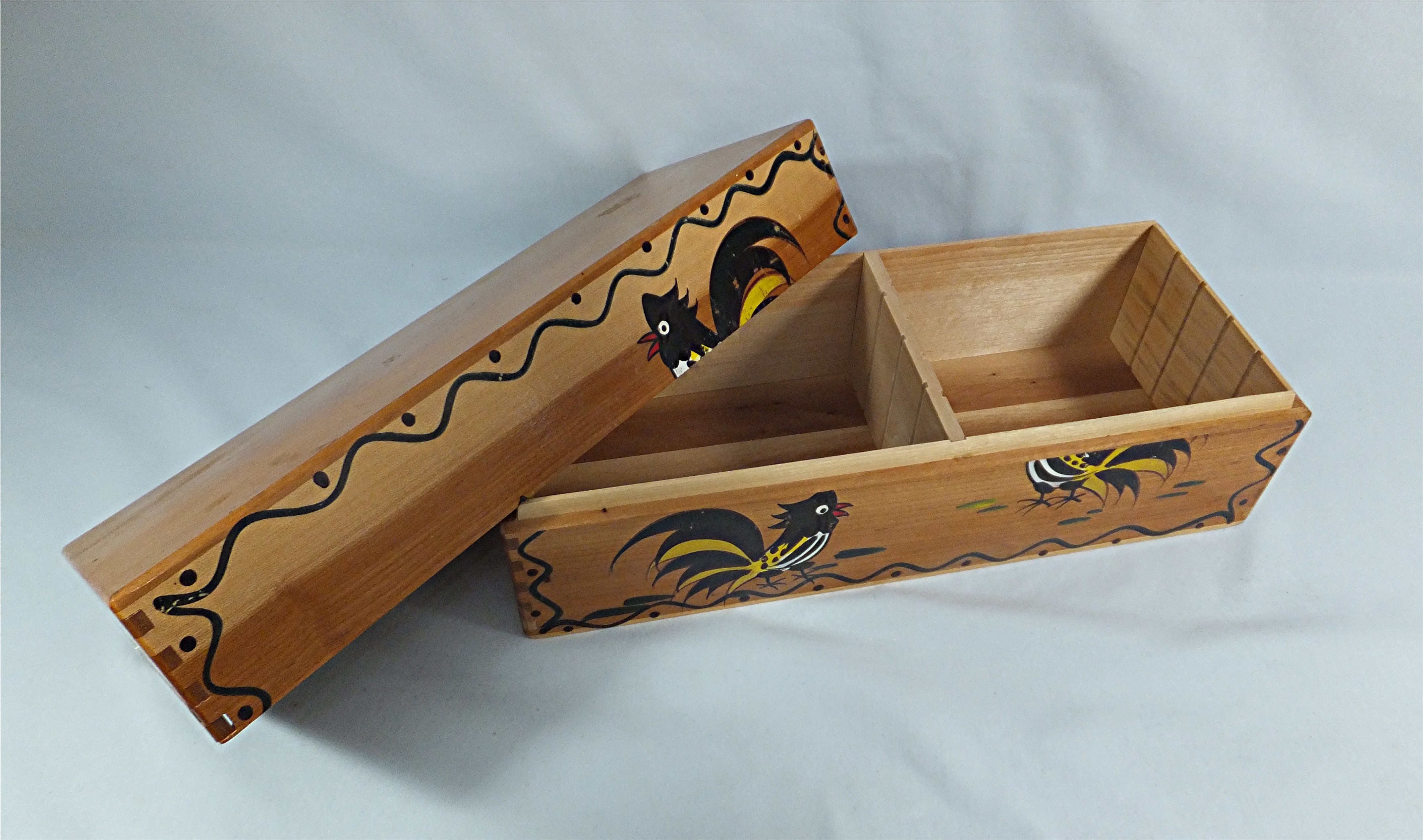 Recipe Card Box -  Rooster - Wooden Box