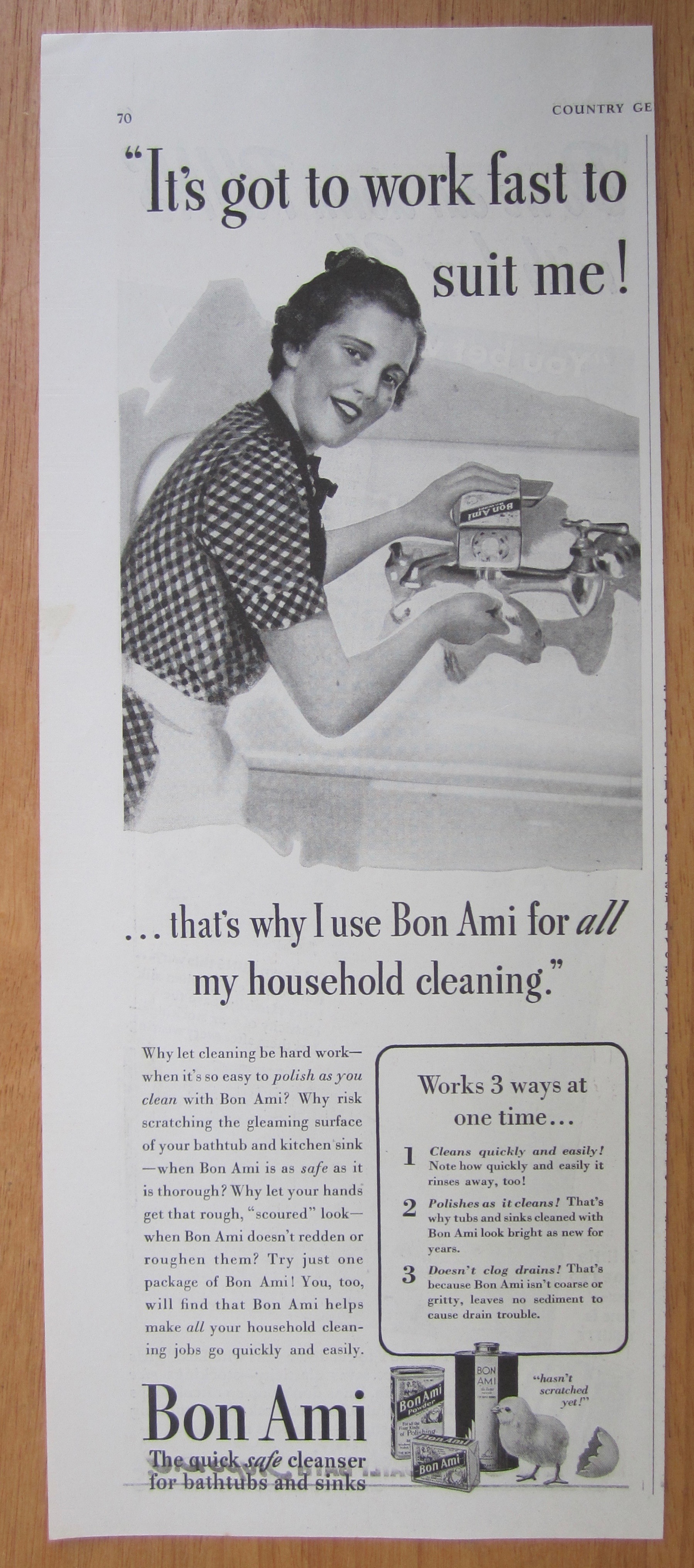 1939 Bon Ami with Woman Cleaning Kitchen Faucet