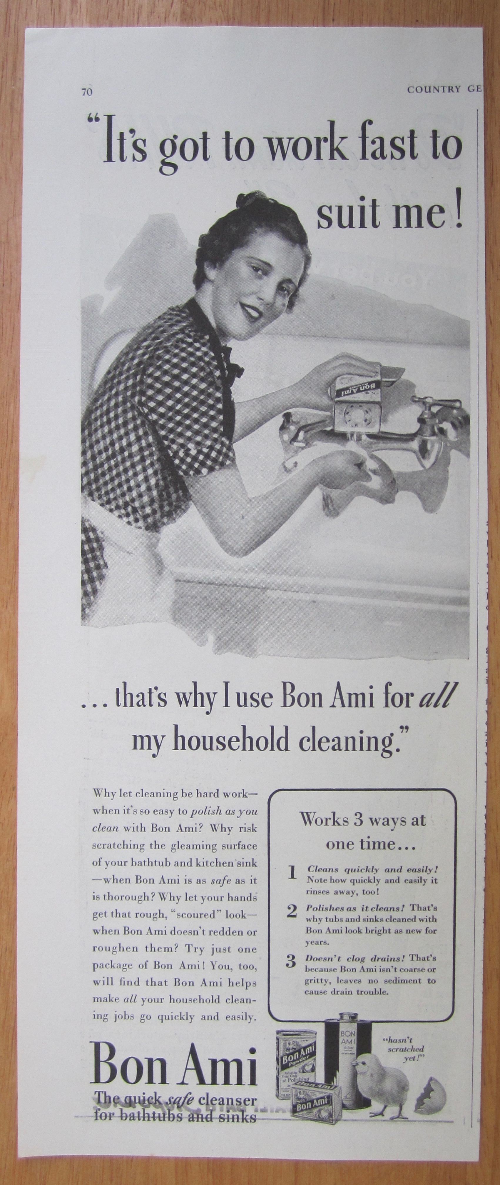 1939 Bon Ami with Woman Cleaning Kitchen Faucet