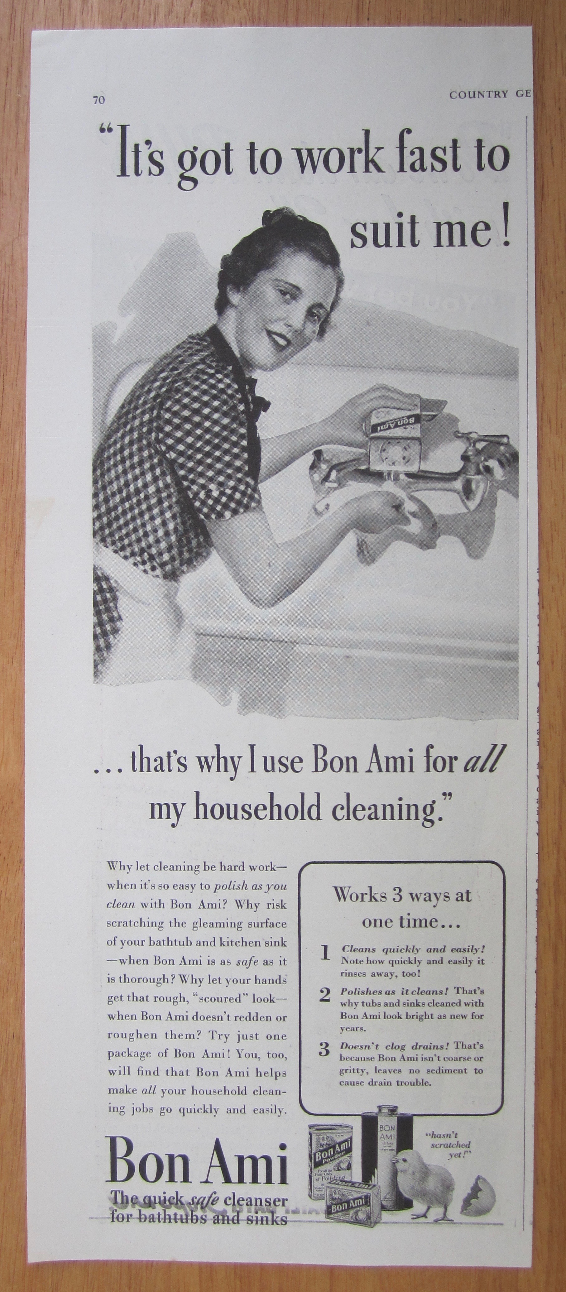 1939 Bon Ami with Woman Cleaning Kitchen Faucet