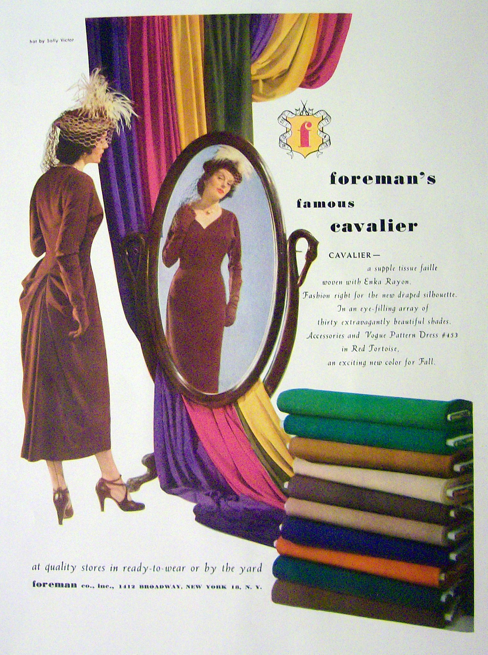 1948 Foreman Cavalier Fabric w/ Woman Looking in Mirror