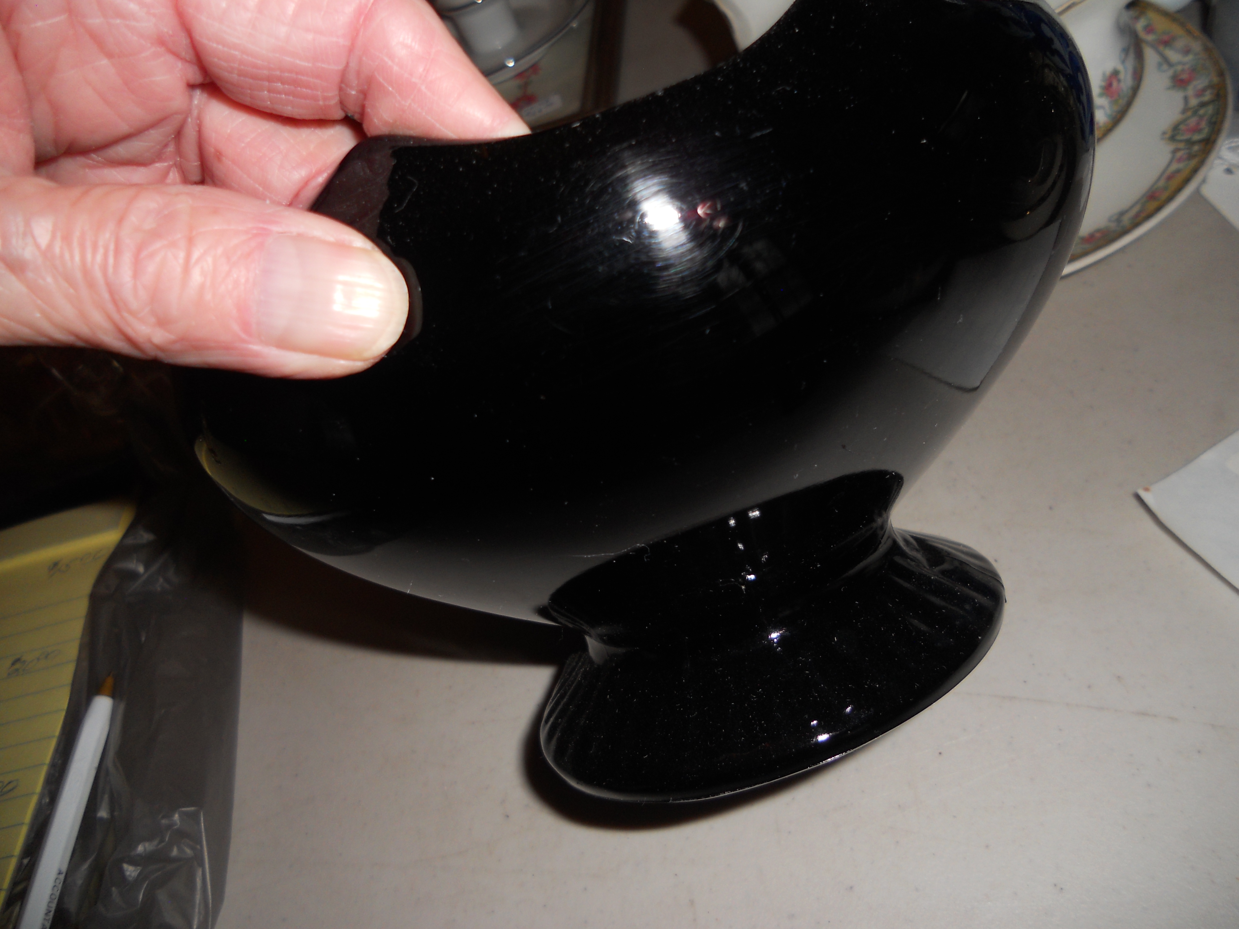 Black Amythest Glass Pedistal Bowl Candy dish