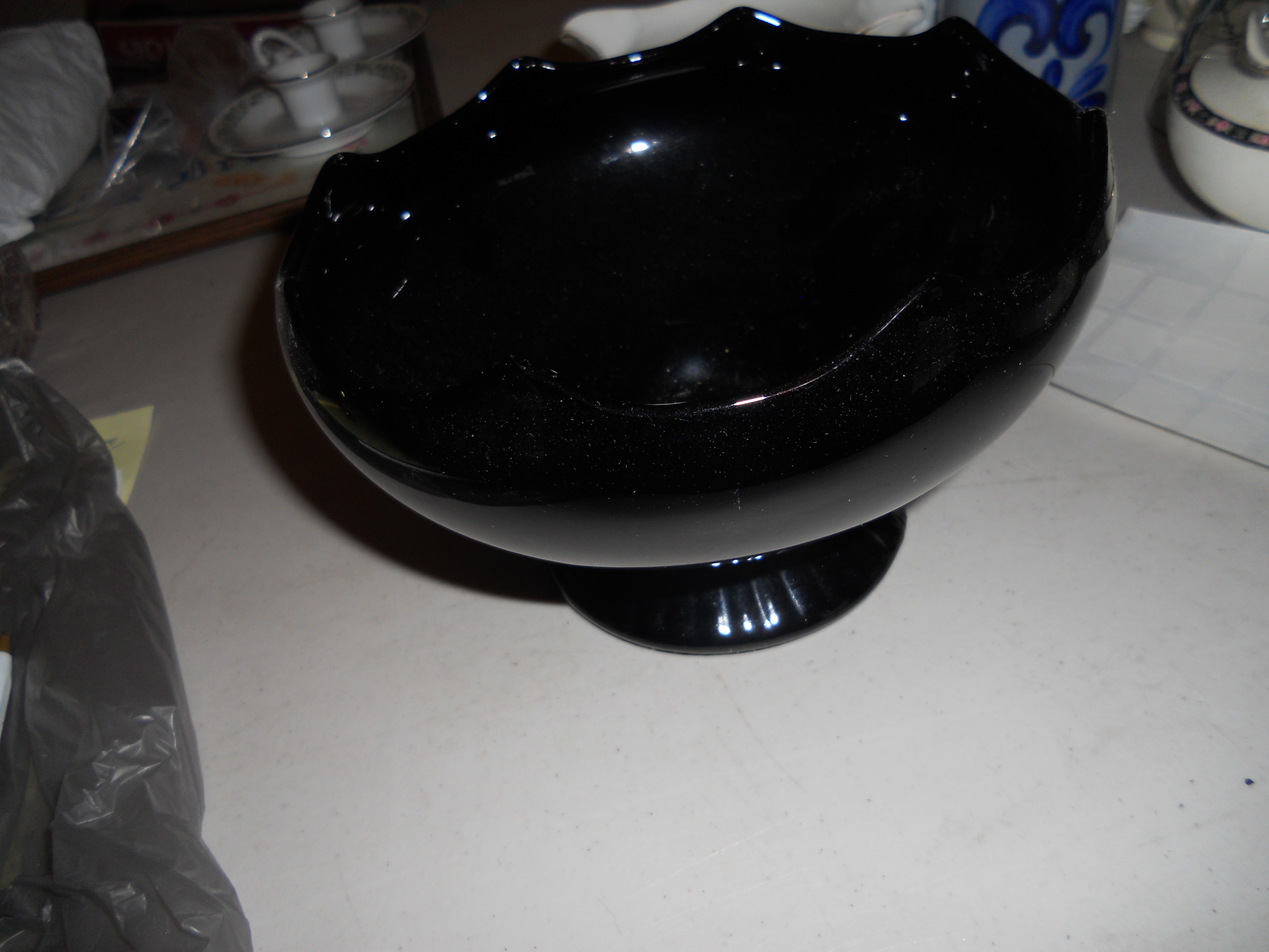 Black Amythest Glass Pedistal Bowl Candy dish