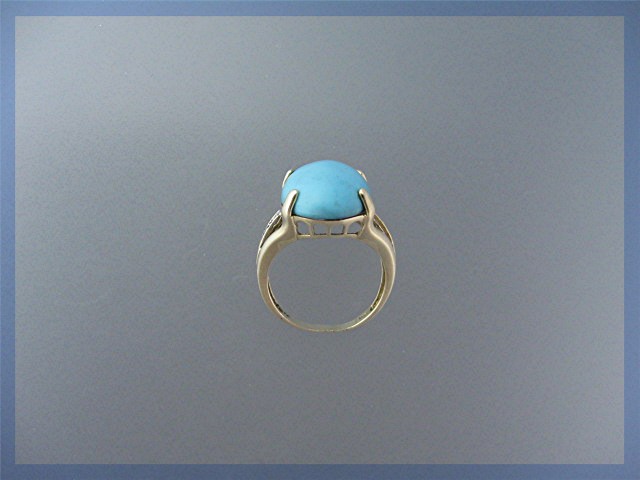 Ring 14K Yellow Gold Persian Turquoise Diamond