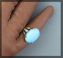 Ring 14K Yellow Gold Persian Turquoise Diamond