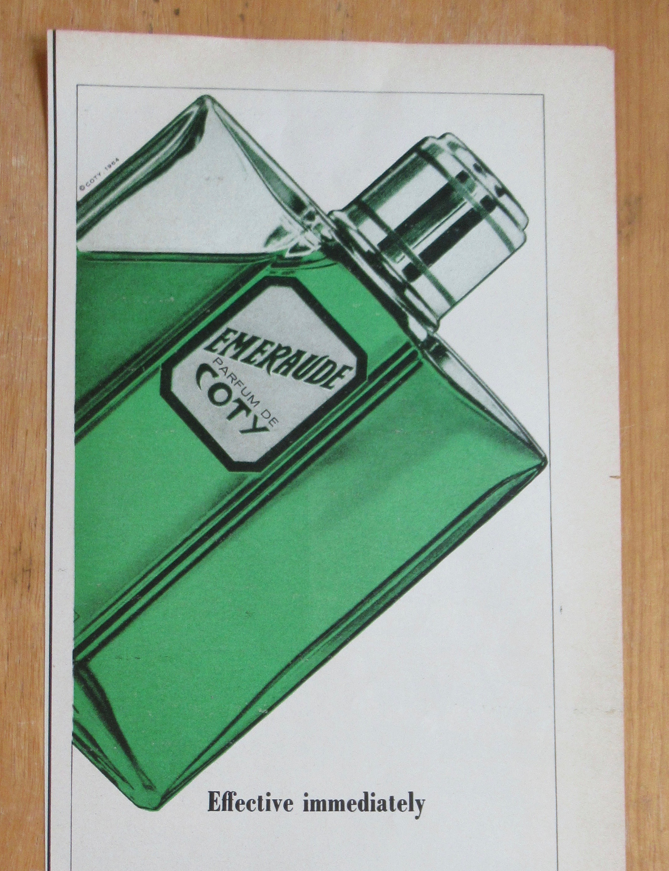 1964 Coty Emeraude with Bottle of Coty Emeraude